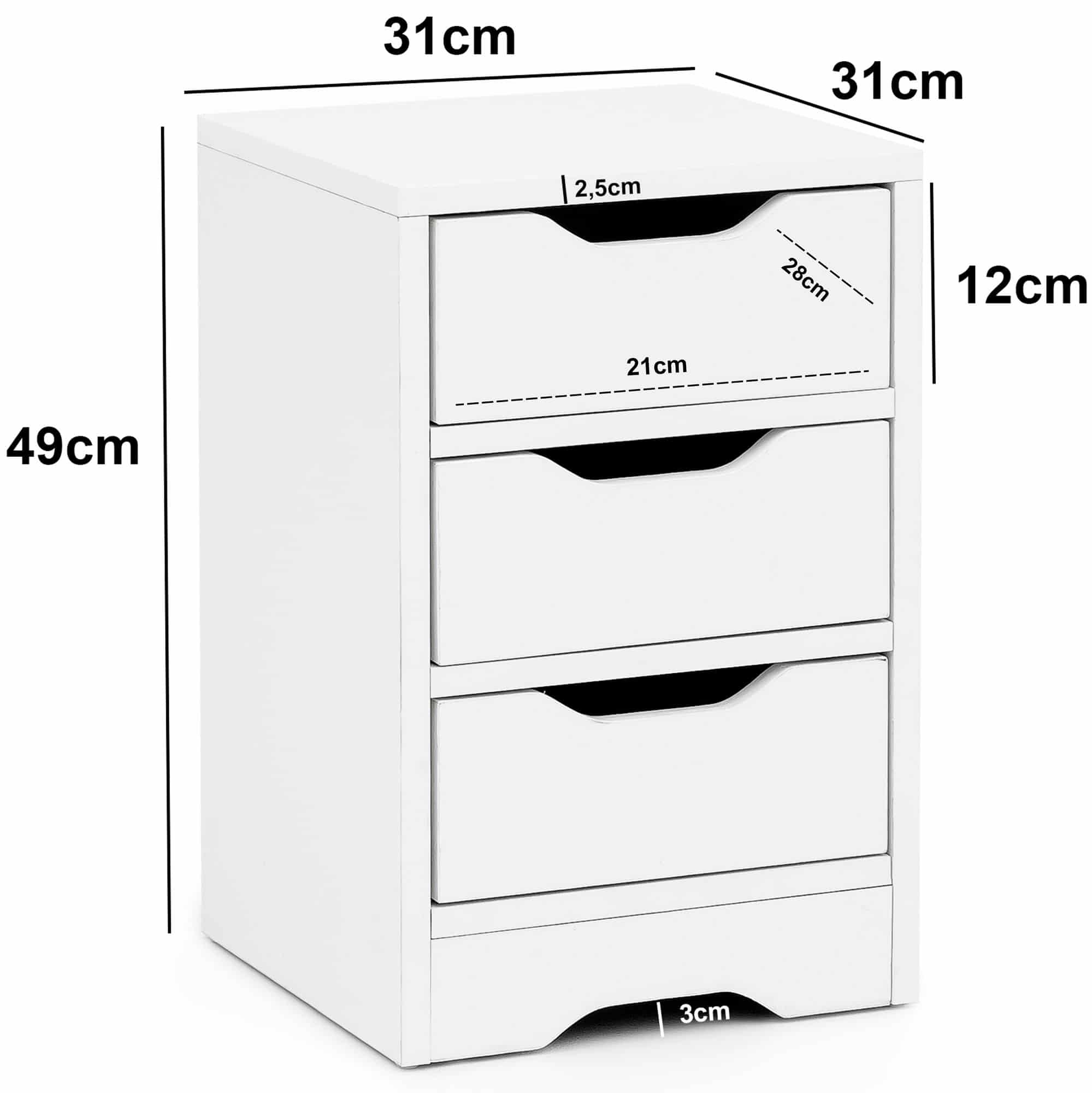 47476-WOHNLING-Nachtkonsole-PAGUS-mit-3-Schublade_3 Nachtkonsole WL5.704 31x49x31 cm Weiß Matt mit 3 Schubladen