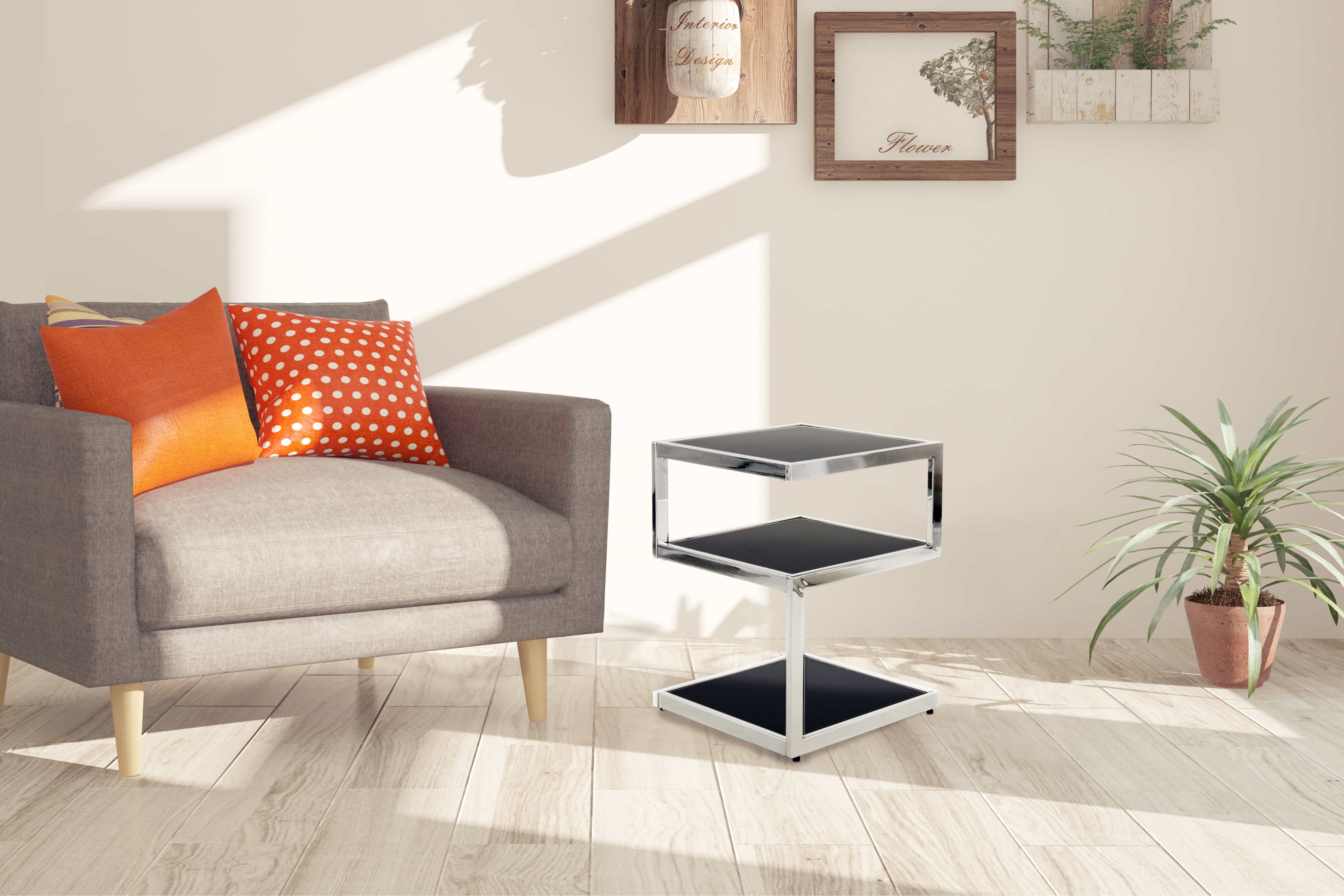 Beistelltisch Cubo 125 Schwarz / Chrom