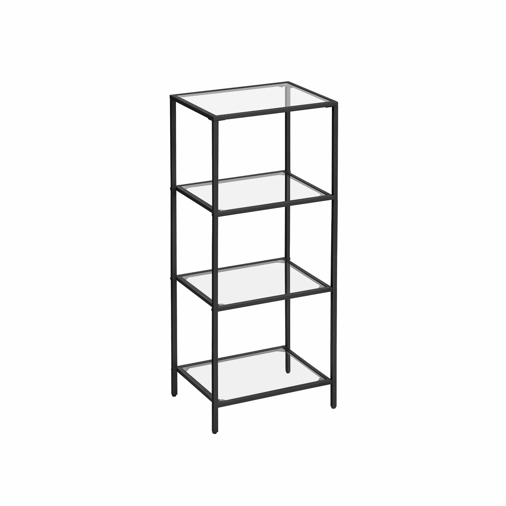 Standregal mit 4 Ablagen aus Hartglas Schwarz Standregal mit 4 Ablagen aus Hartglas Schwarz