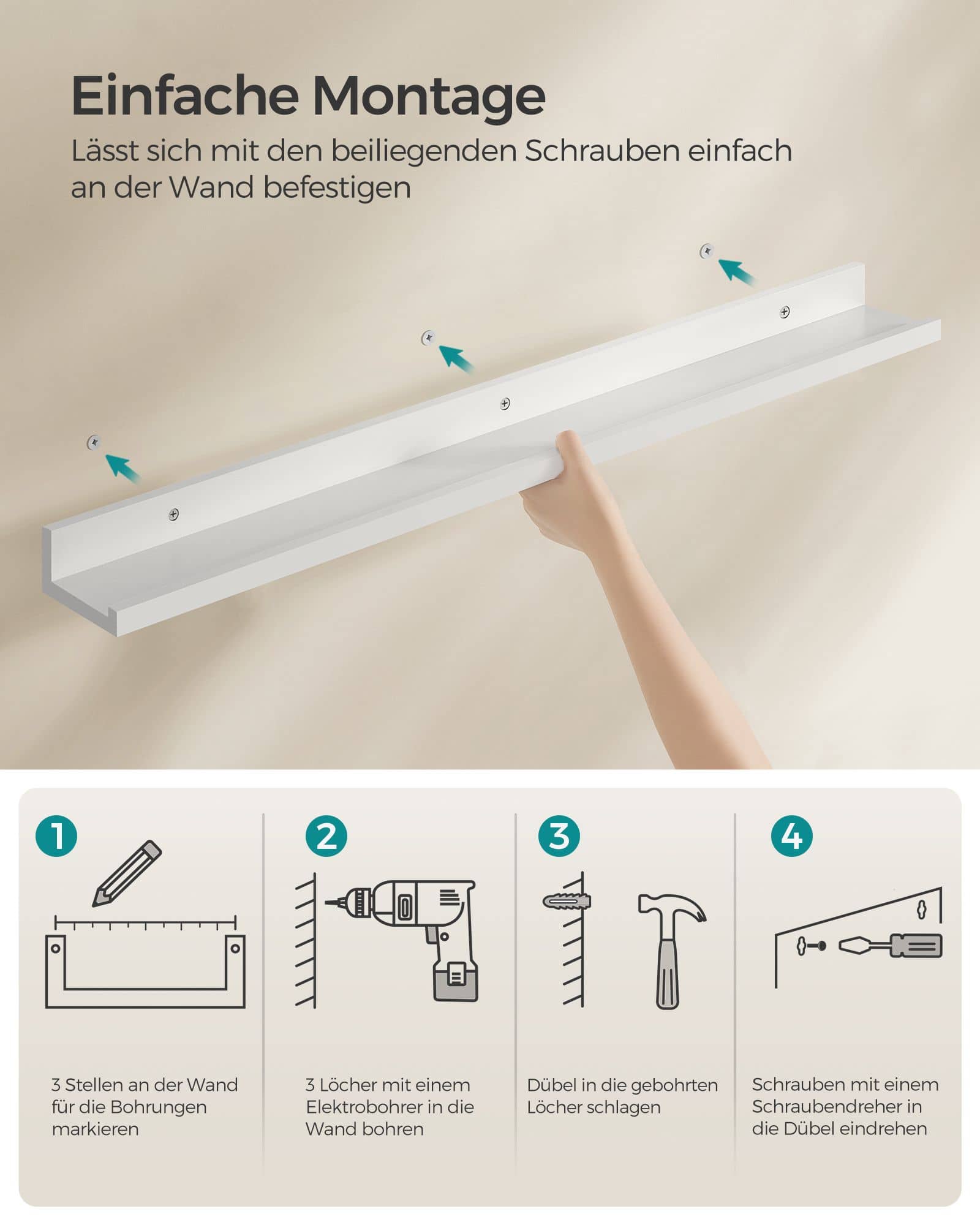 3er Set Schweberegal 80 cm breit weiß-LWS081W01 3er Set Schweberegal 80 cm breit weiß-LWS081W01