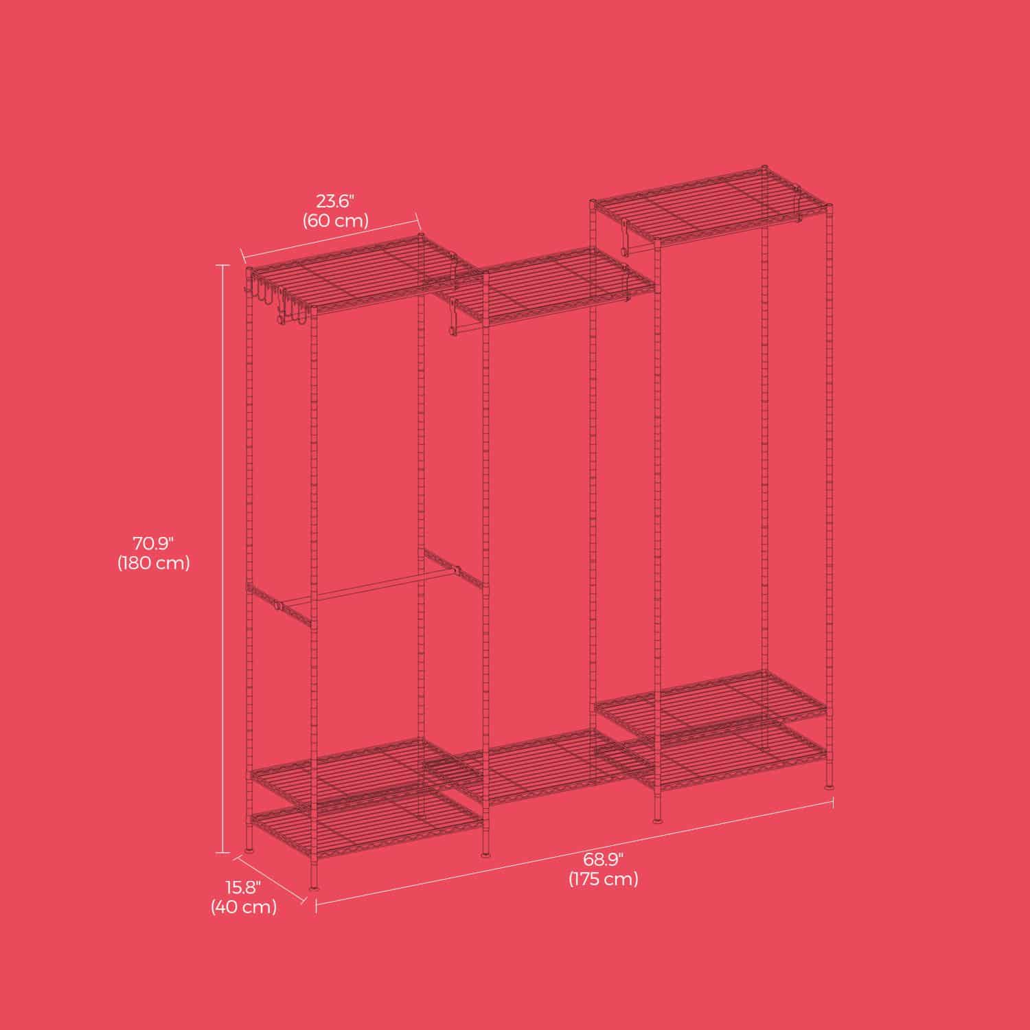 Kleiderständer, offener Kleiderschrank, Garderobe aus Metall Kleiderständer, offener Kleiderschrank, Garderobe aus Metall