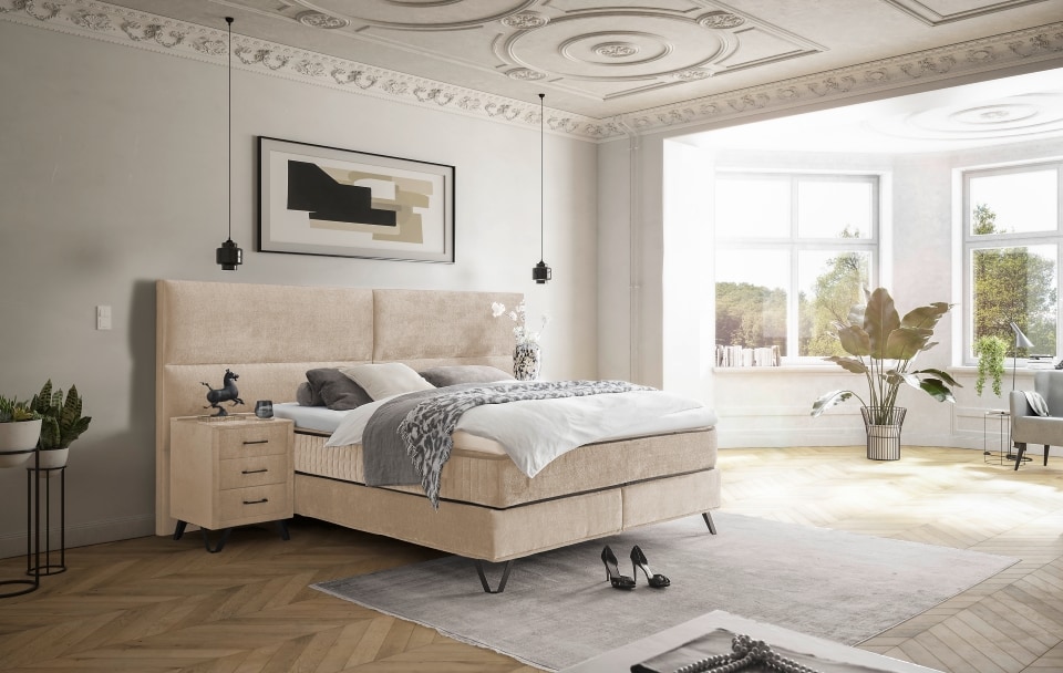 Trapani_Vogue_allgemein_Cream Luxuriöses Schlafvergnügen: Das ED Exciting Design Boxspringbett Trapani mit Duo-Wendematratze