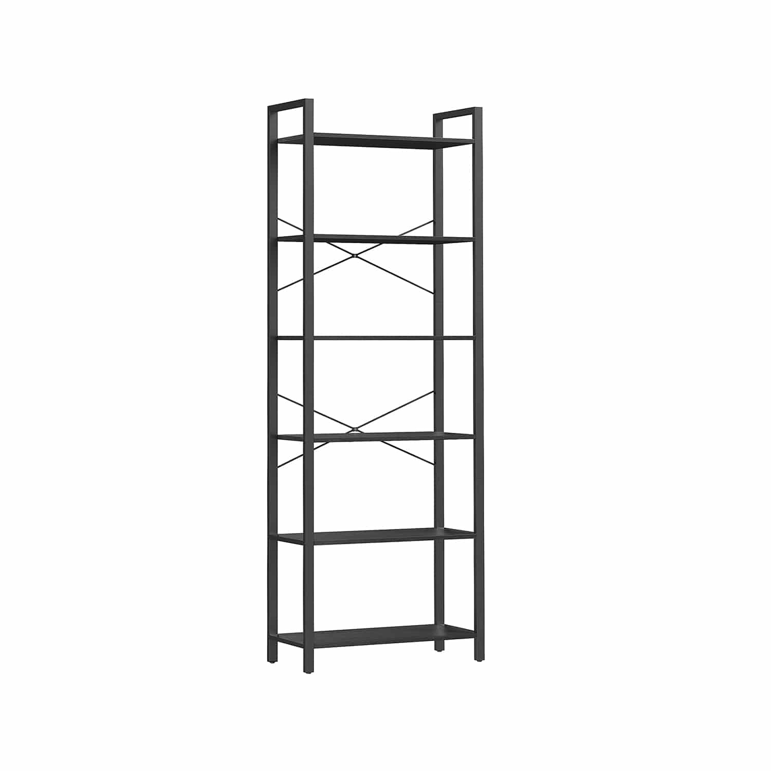 Bücherregal mit 6 Ebenen und Stahlrahmen-LLS062B56 Bücherregal mit 6 Ebenen und Stahlrahmen-LLS062B56