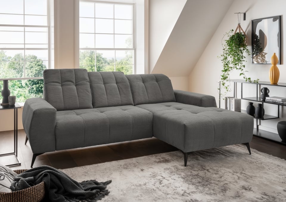 Ecksofa Sano von Benformato – Hochwertiges Cordsofa mit Elektrofunktion und verstellbaren Kopflehnen