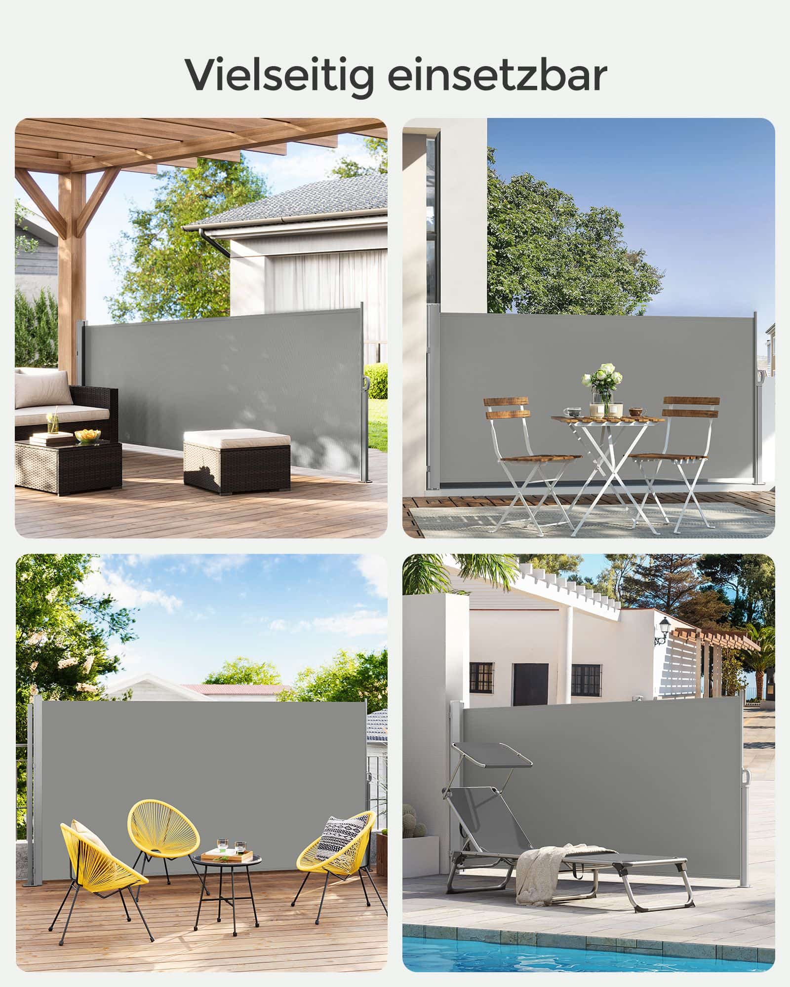 Seitenmarkise mit Stahl-Kasten rostbeständig und ausziehbar