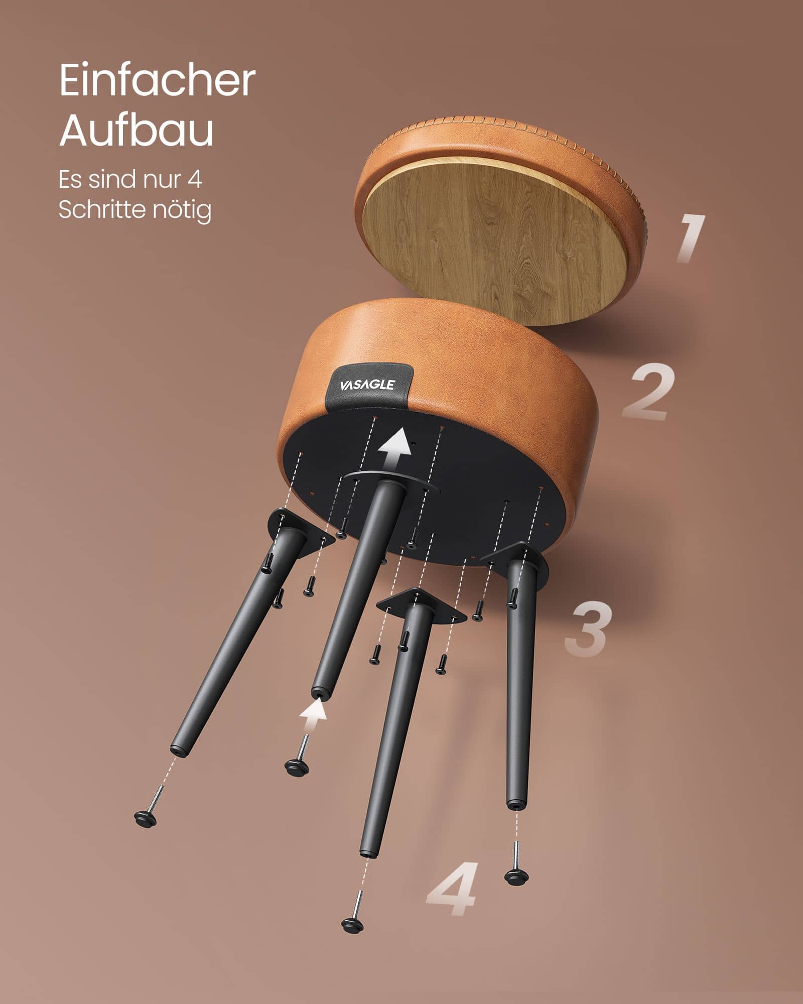 EKHO Kollektion - Sitzbank mit Stauraum Mid-Century-Stil rund karamellbraun