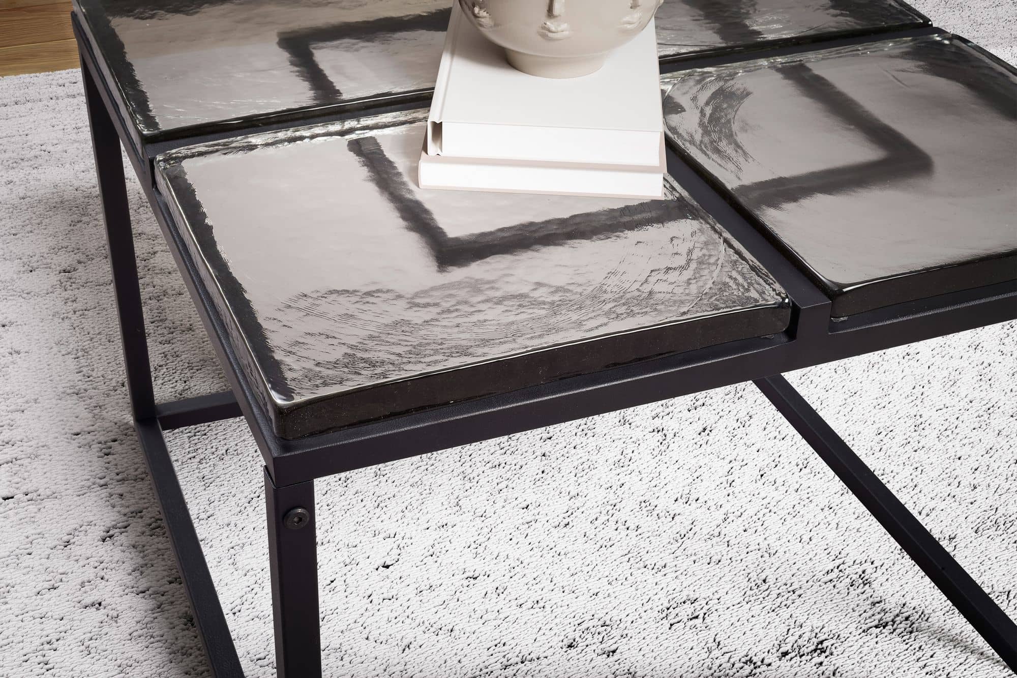 Couchtisch Glas Metall 58x58x43