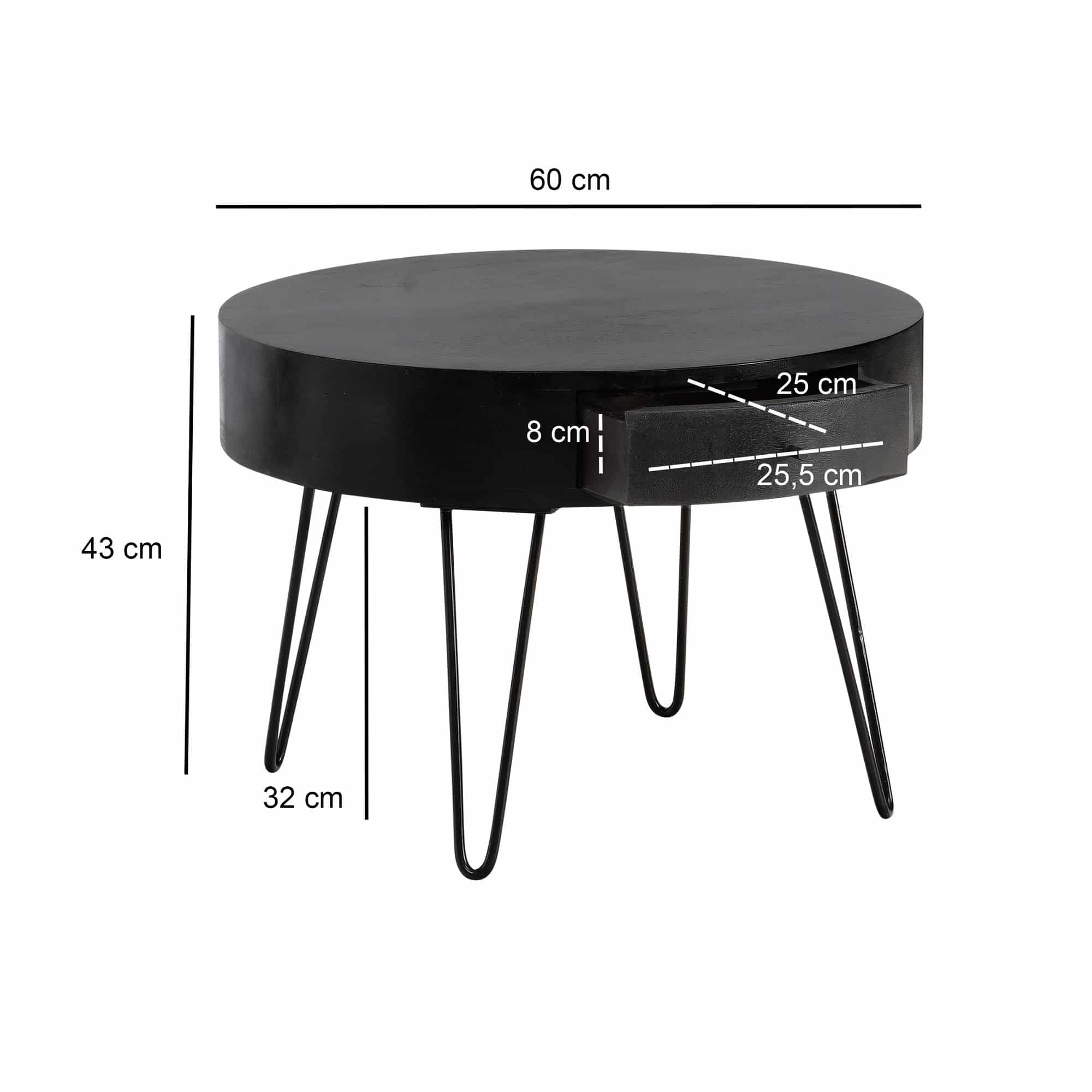 Couchtisch 60x60x43 cm Mango Massivholz Metall Sofatisch Couchtisch 60x60x43 cm Mango Massivholz Metall Sofatisch