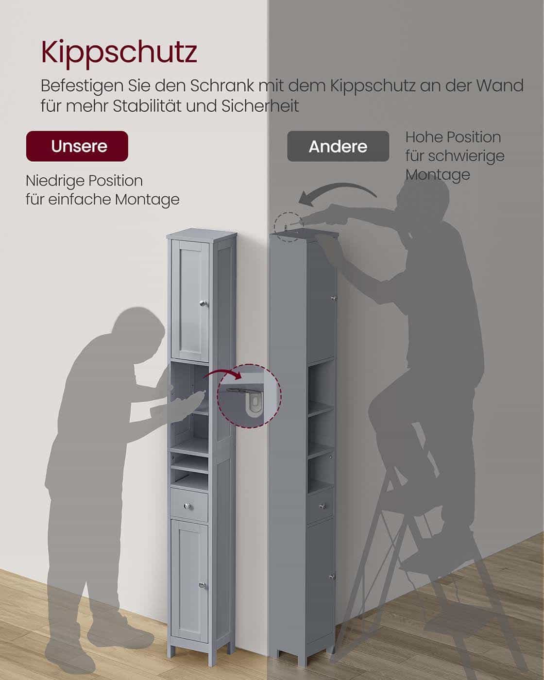 Badschrank mit verstellbaren Ablagen und offenen Badschrank mit verstellbaren Ablagen und offenen