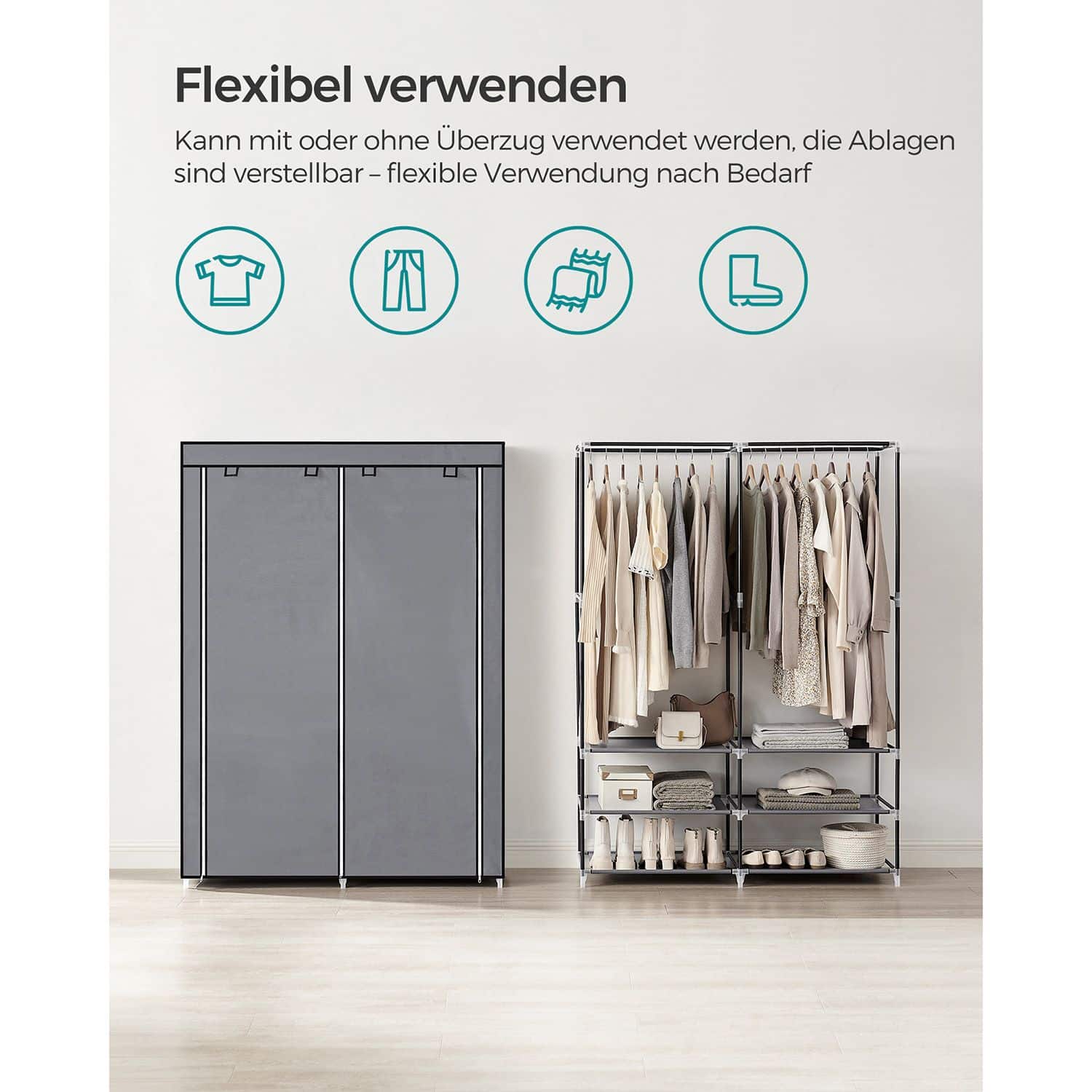 Stoffschrank, Kleiderschrank, 45 x 127 x 176 cm Stoffschrank, Kleiderschrank, 45 x 127 x 176 cm