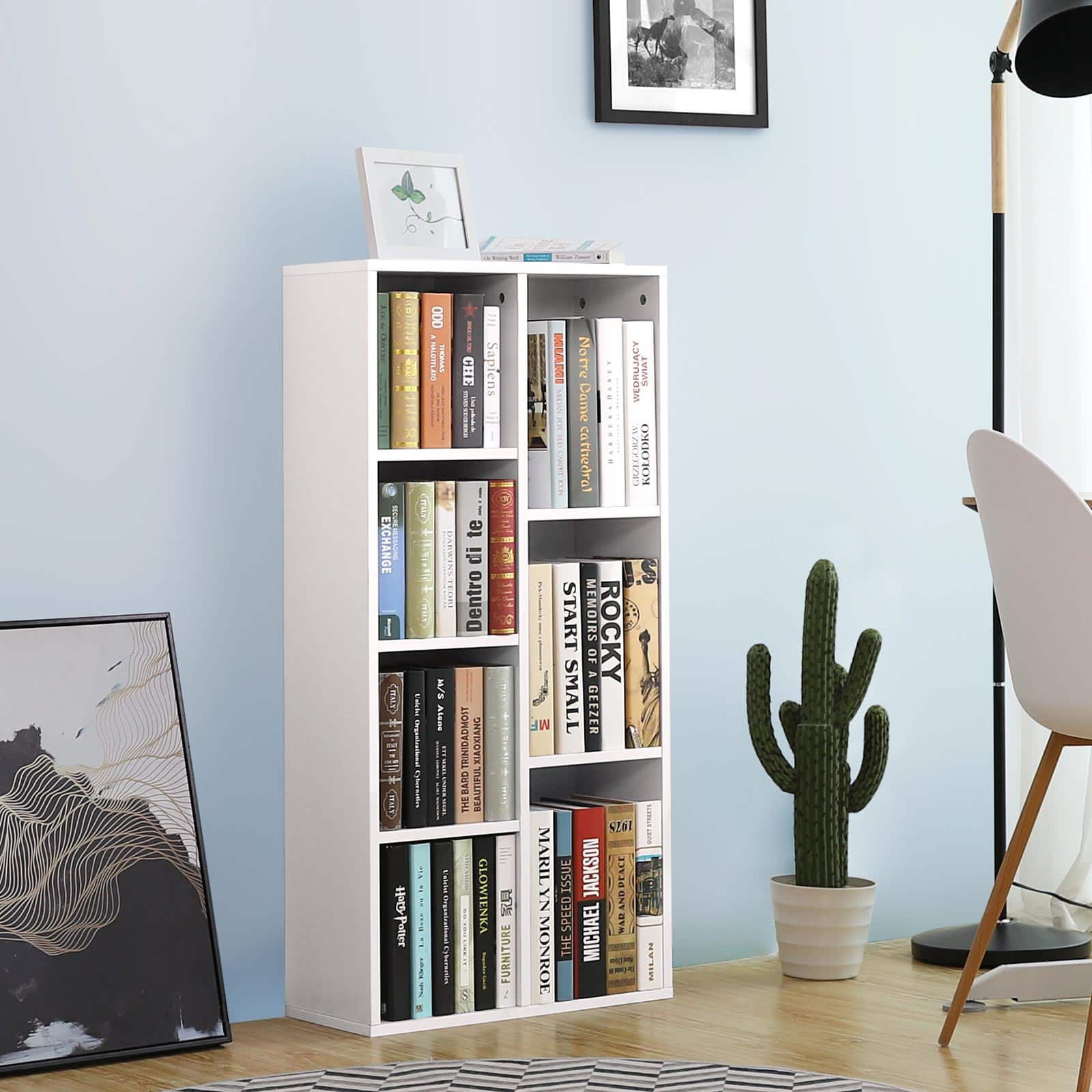 Wooden-7-Grid-Bookcase-LBC27WT-5yLasN3nYyJlIZ Schlichtes Bücherregal 7 Fächer Weiß