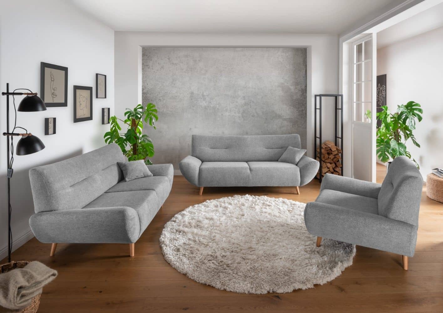 Sofa Set Drago 3 2 1 von Benformato mit Wildeichefüßen