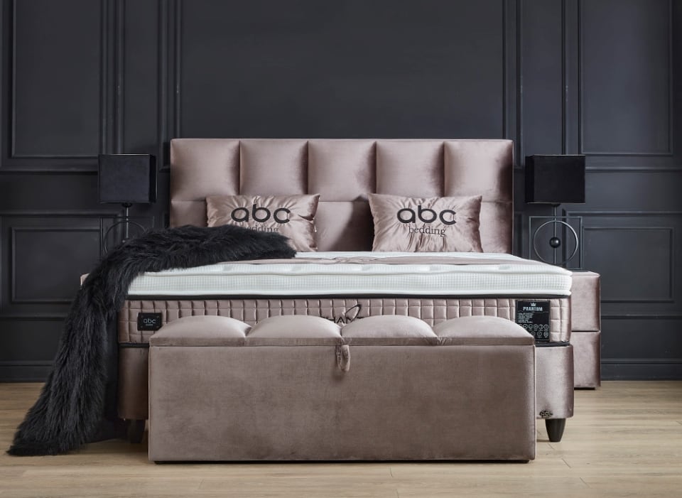 phantom-beige-4 Boxspringbett Phantom: Luxuriöser Schlafkomfort in Beige