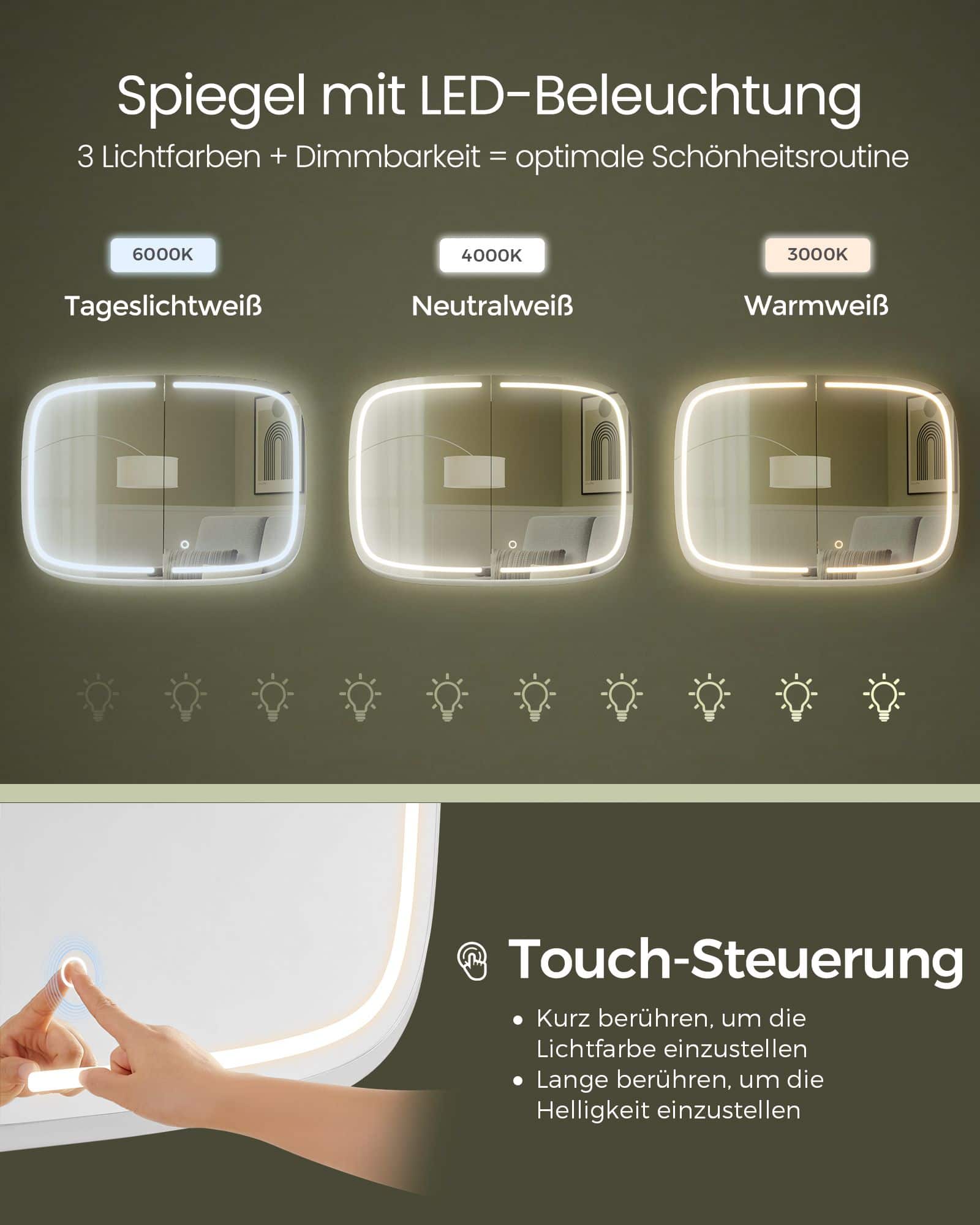 Spiegelschrank mit Beleuchtung tintenschwarz Spiegelschrank mit Beleuchtung tintenschwarz