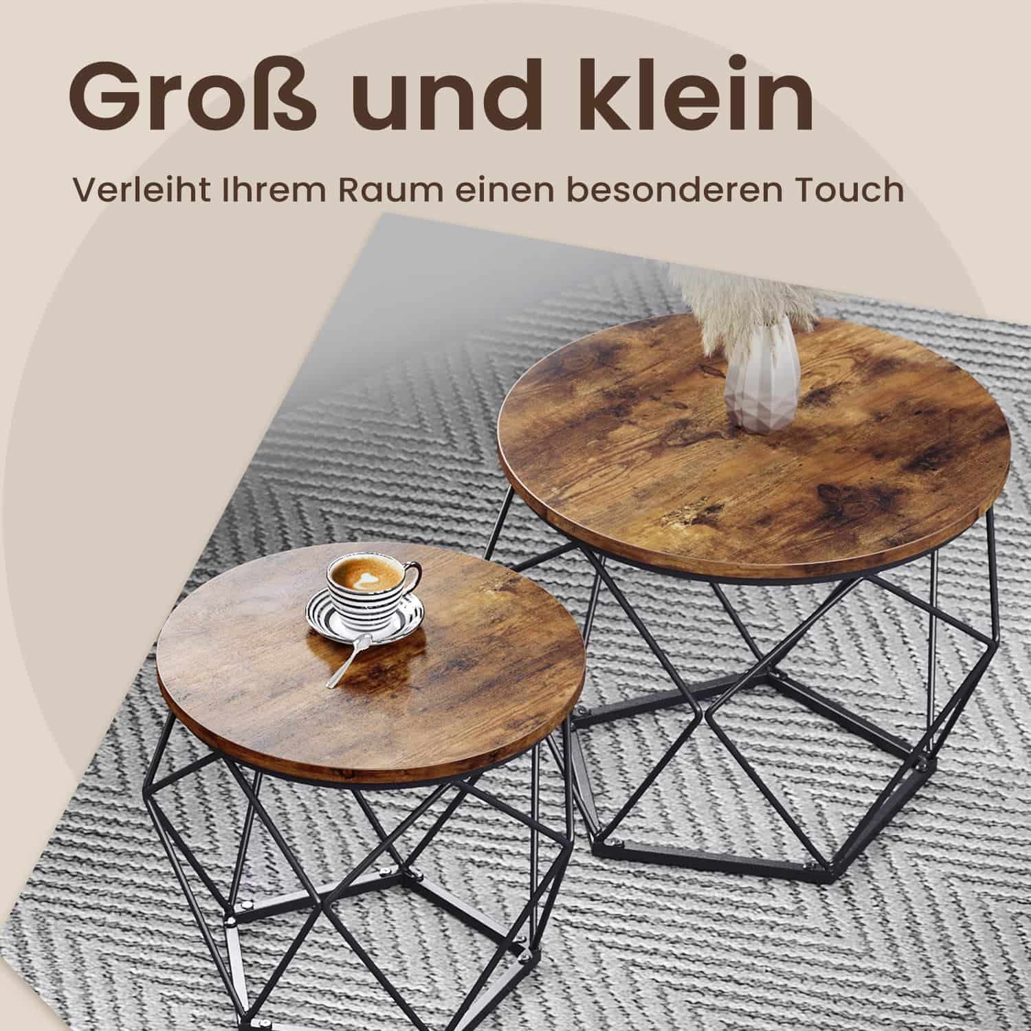 2er Set Couchtische vintagebraun-schwarz 2er Set Couchtische vintagebraun-schwarz