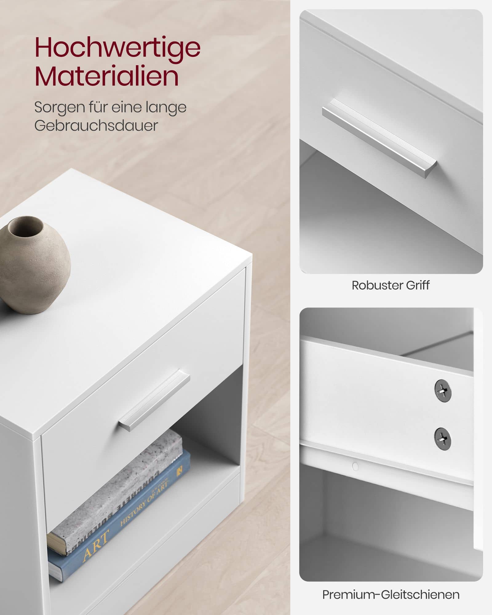 Nachttisch 2er Set naturbeige-klassikweiß Nachttisch 2er Set naturbeige-klassikweiß