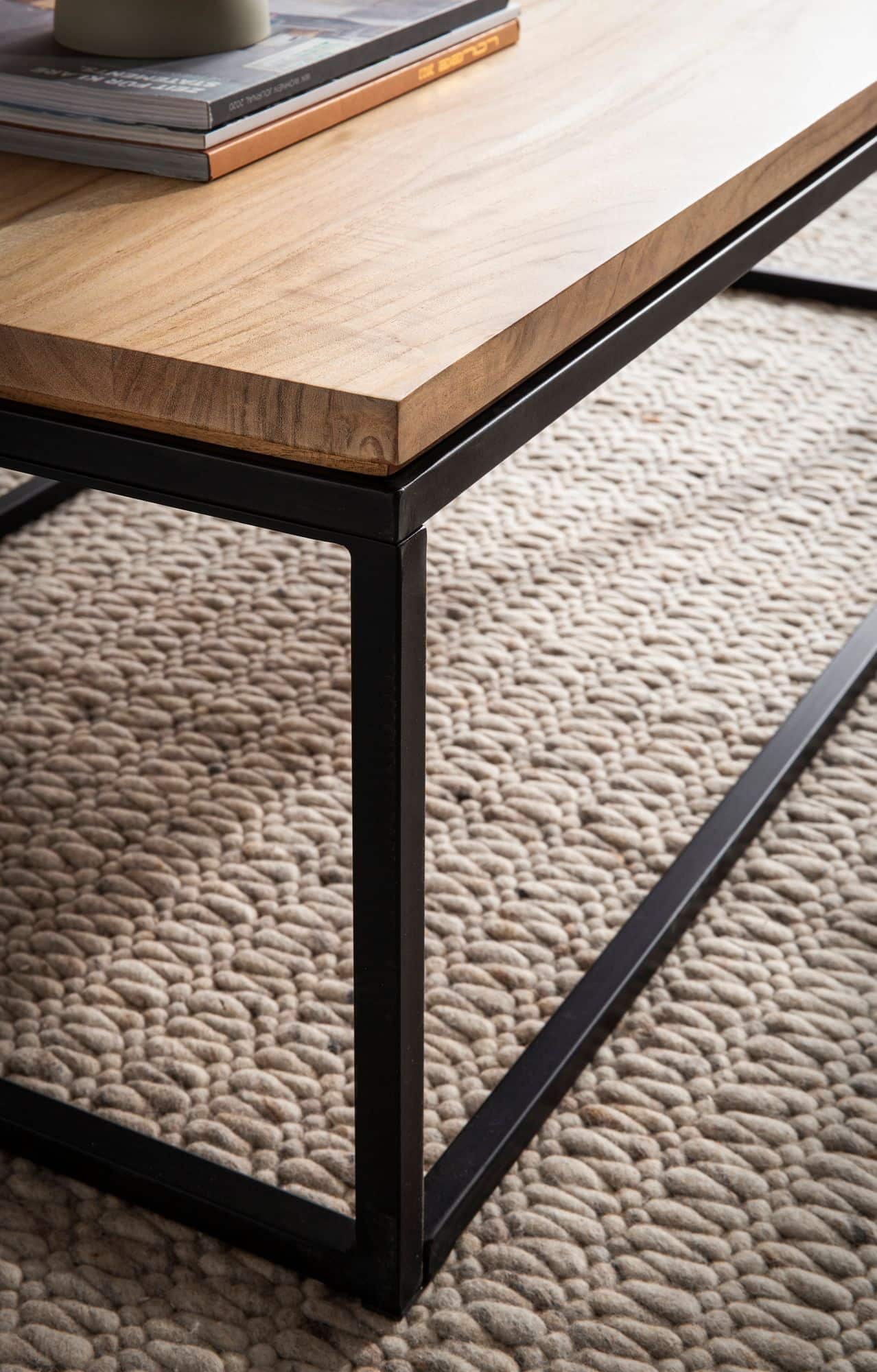 Couchtisch 120x60x40 cm Akazie Massivholz Metall Sofatisch Rechteckig Couchtisch 120x60x40 cm Akazie Massivholz Metall Sofatisch Rechteckig