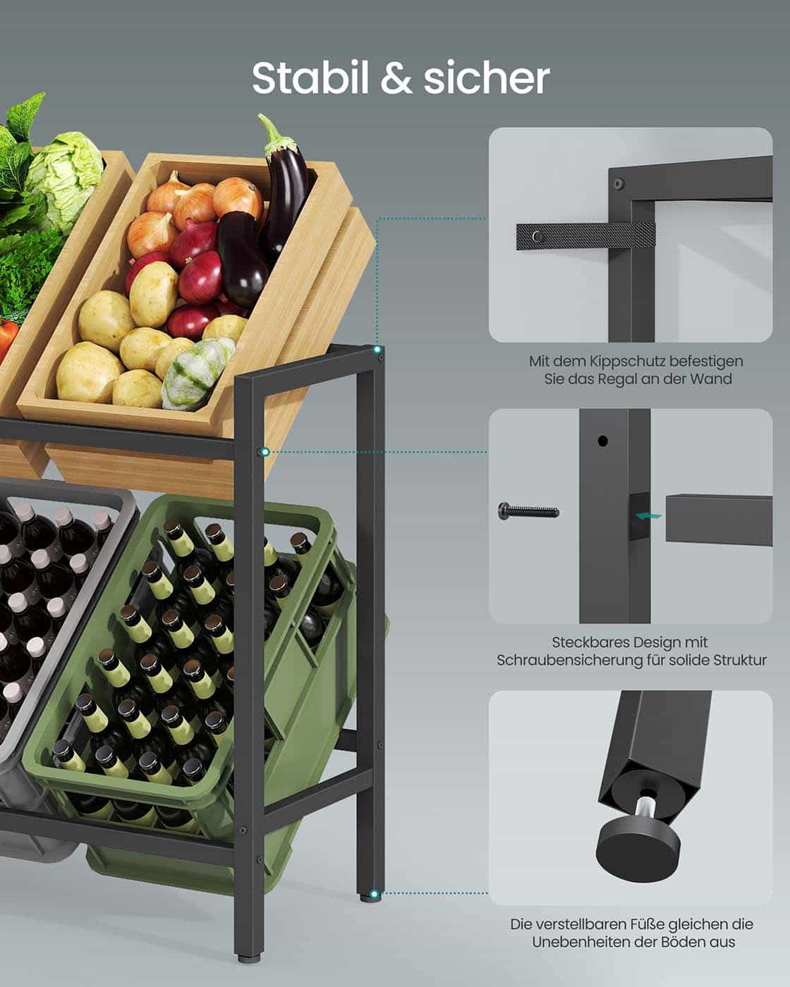 Getränkekistenregal 2 Ebenen für 6 Kisten