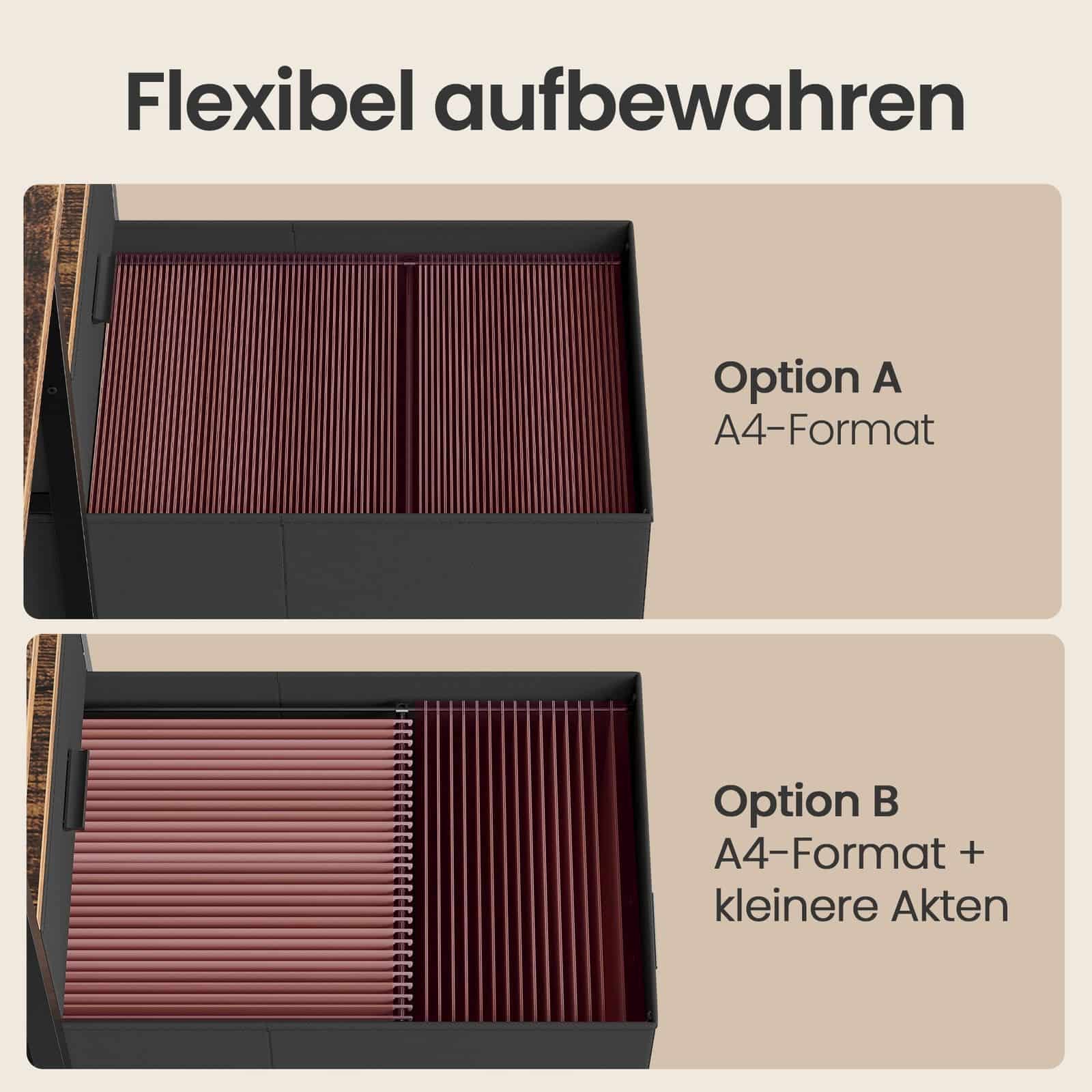 Computertisch mit 3 Ablagen und 2 Schubladen vintagebraun-schwarz