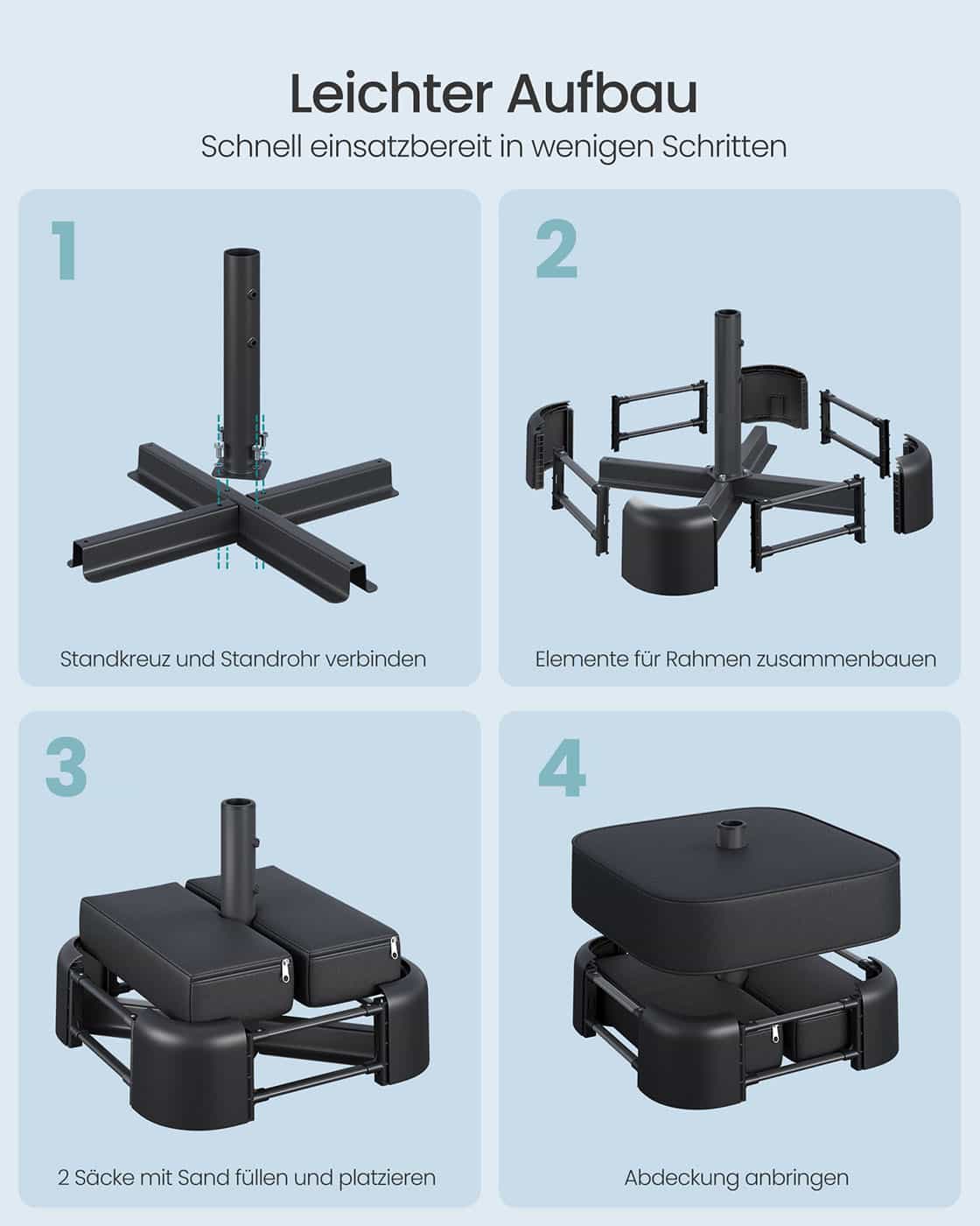 Sonnenschirmständer quadratisch für 1,5-3 m Sonnenschirm schwarz Sonnenschirmständer quadratisch für 1,5-3 m Sonnenschirm schwarz