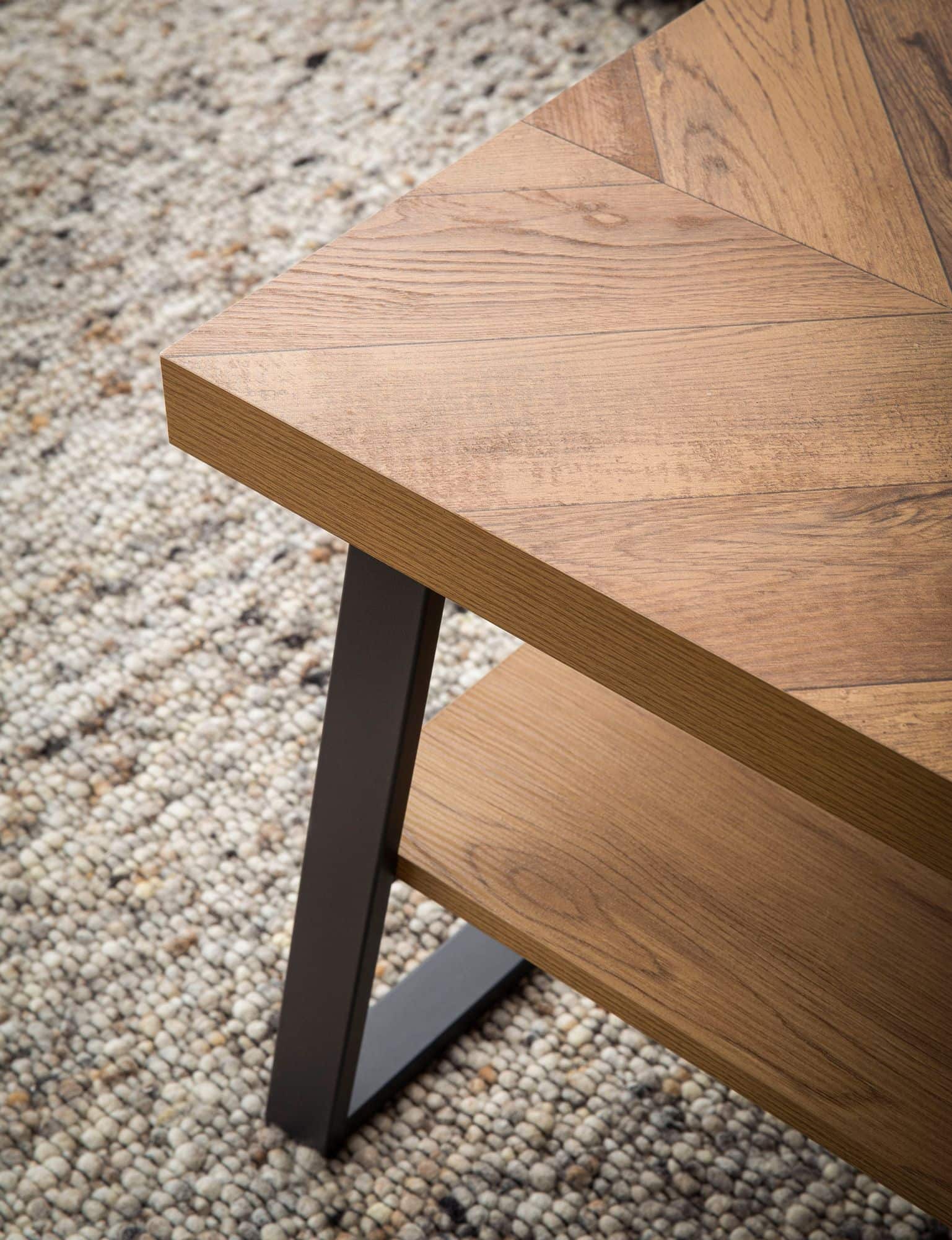 Couchtisch 100x40x41 cm Sofatisch Braun mit Fischgrät-Muster