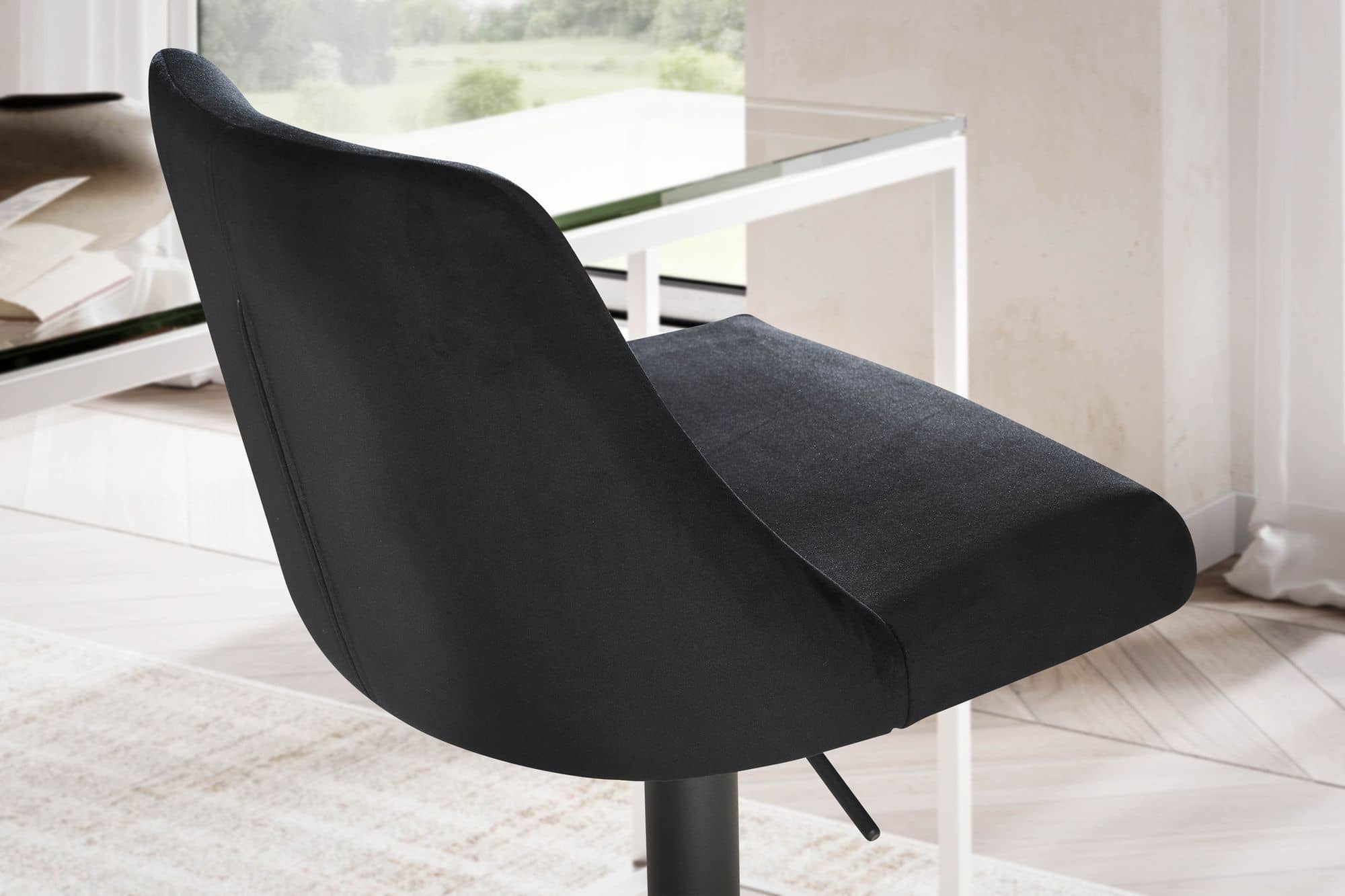 Barhocker Samt Schwarz Hocker mit Lehne 86 - 106 cm