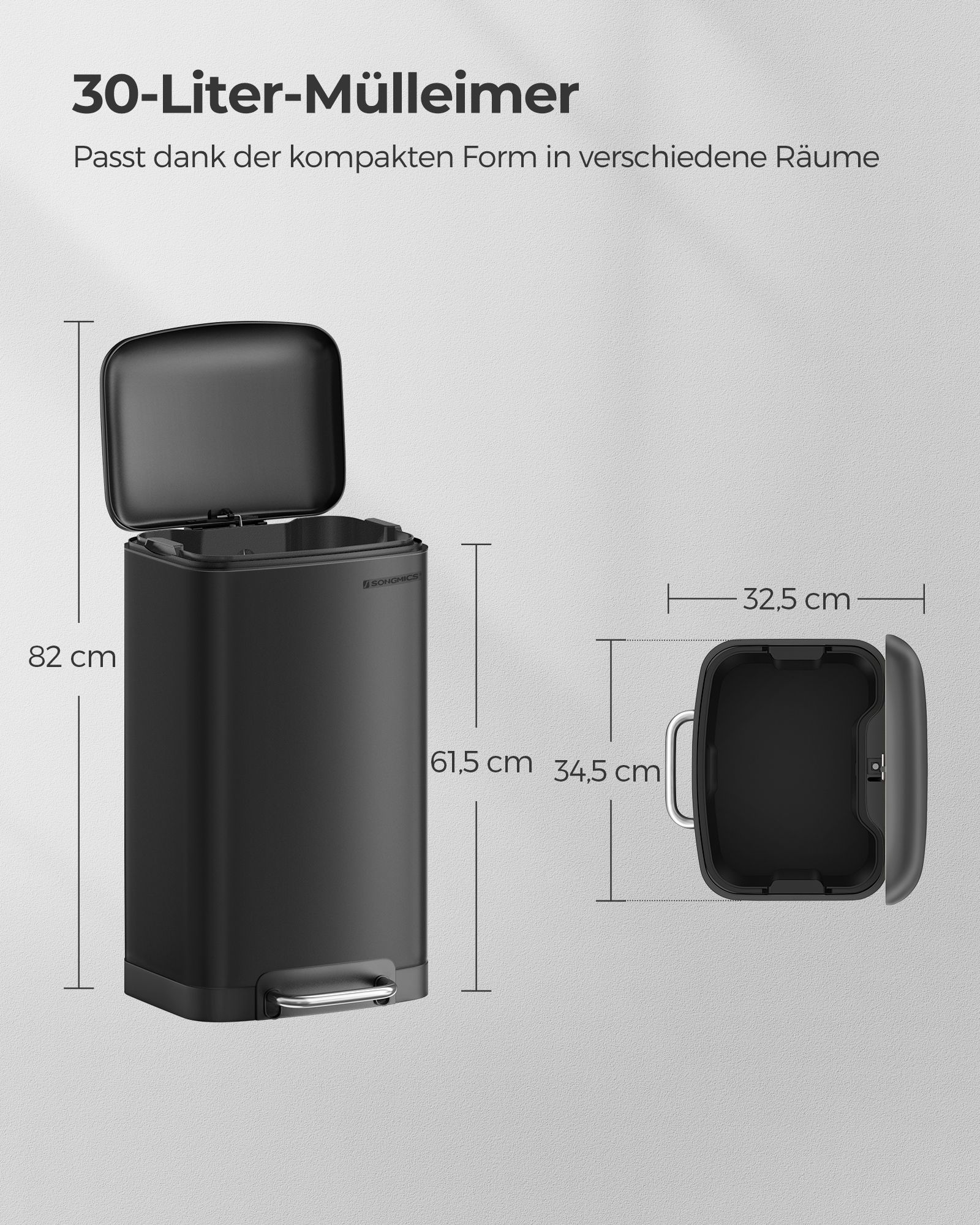 Treteimer mit Inneneimer Schwarz-LTB01BK Treteimer mit Inneneimer Schwarz-LTB01BK