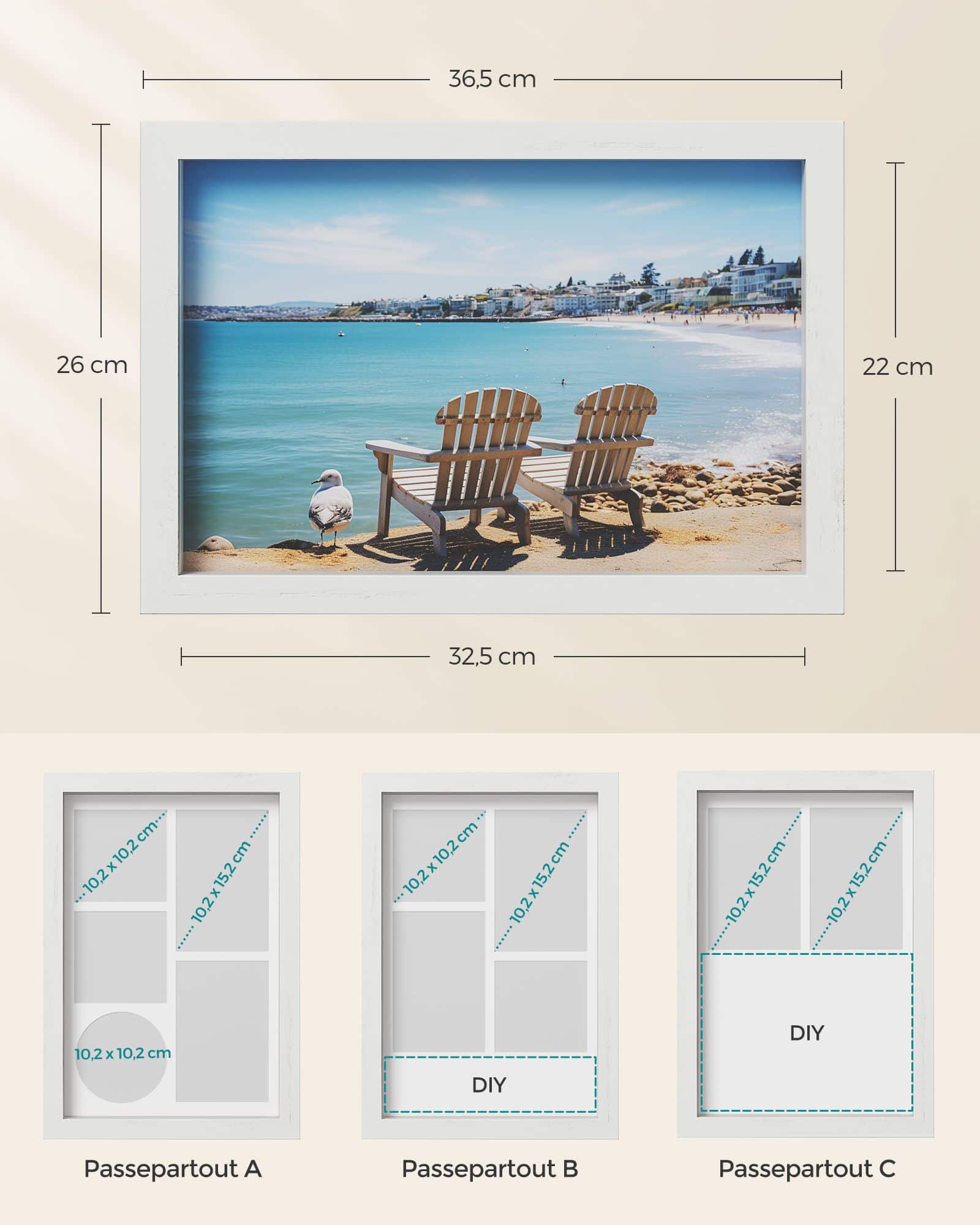 Fotorahmen zum Befüllen 2er Set mit Wandhaken vintageweiß Fotorahmen zum Befüllen 2er Set mit Wandhaken vintageweiß