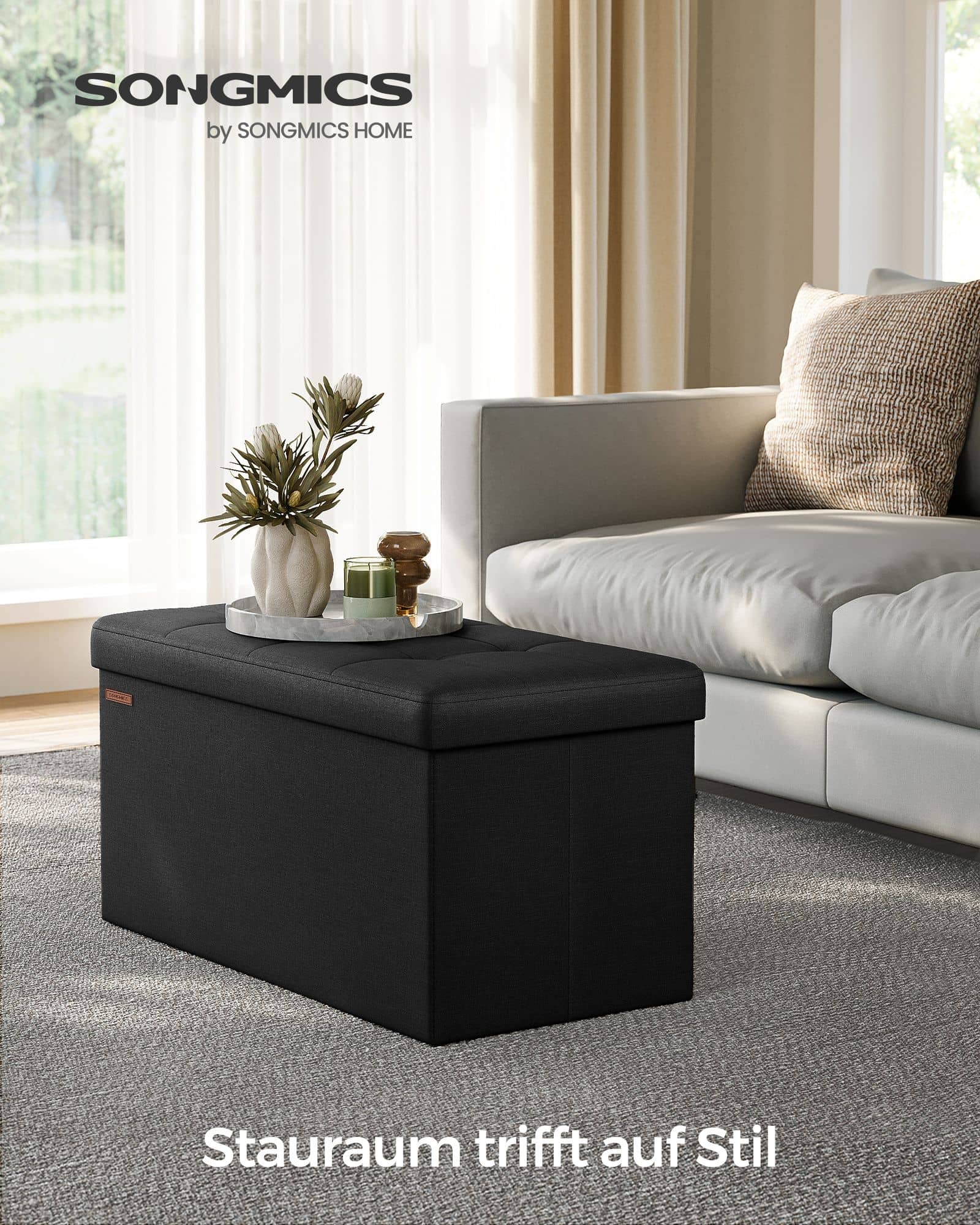 Sitzbank 76 cm klappbar mit Stauraum schwarz-LSF047B01 Sitzbank 76 cm klappbar mit Stauraum schwarz-LSF047B01