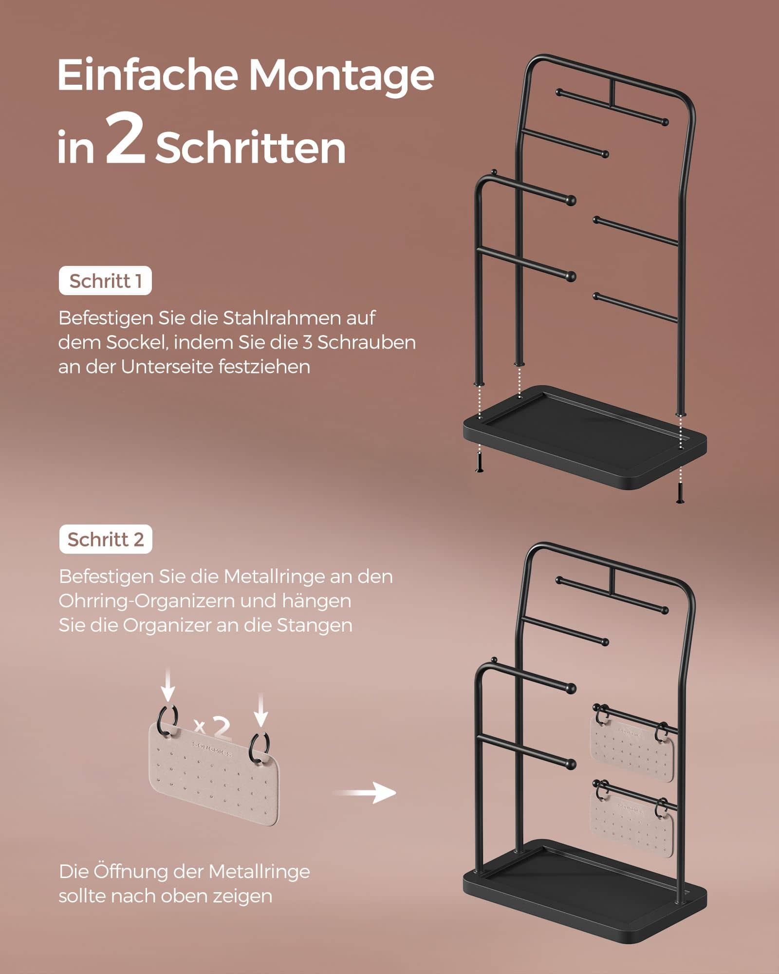 Schmuckständer mit 6 Hängestangen aus Metall tintenschwarz Schmuckständer mit 6 Hängestangen aus Metall tintenschwarz