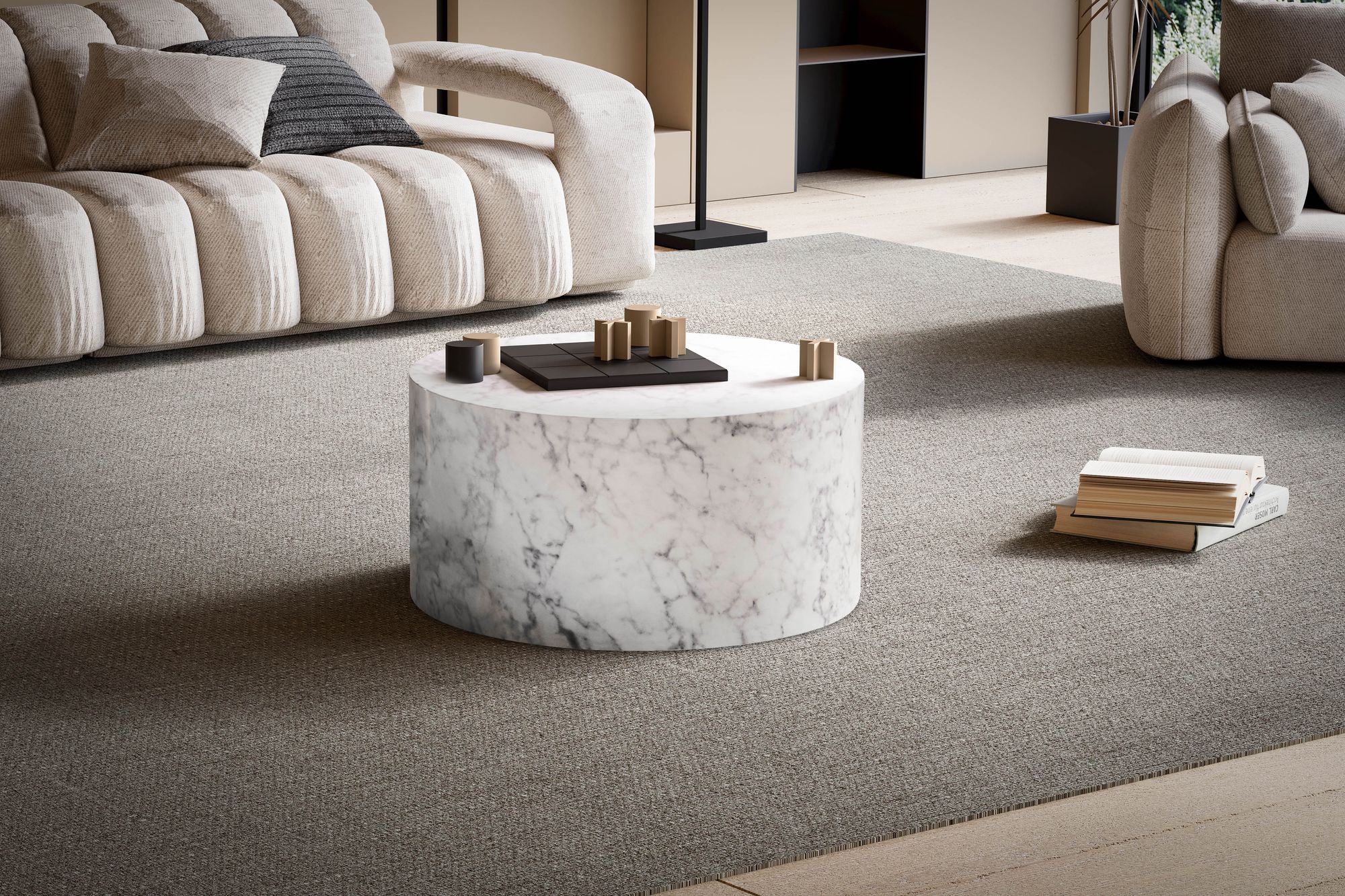 Couchtisch MONOBLOC 60x60x30 cm Weiß Hochglanz mit Marmor Optik Couchtisch MONOBLOC 60x60x30 cm Weiß Hochglanz mit Marmor Optik