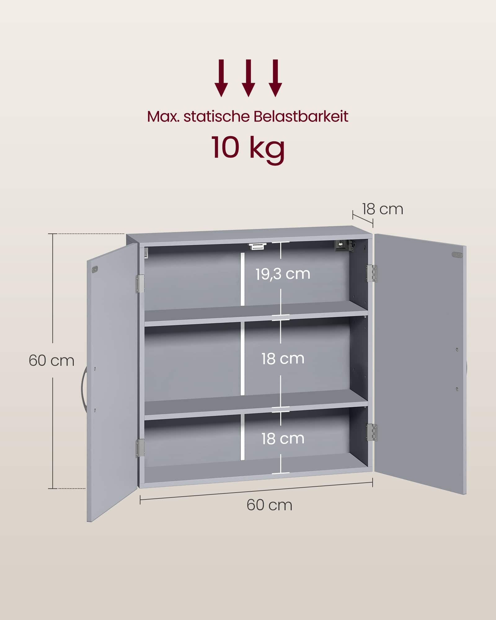 Badezimmerschrank mit verstellbaren Ablagen wandmontiert Badezimmerschrank mit verstellbaren Ablagen wandmontiert