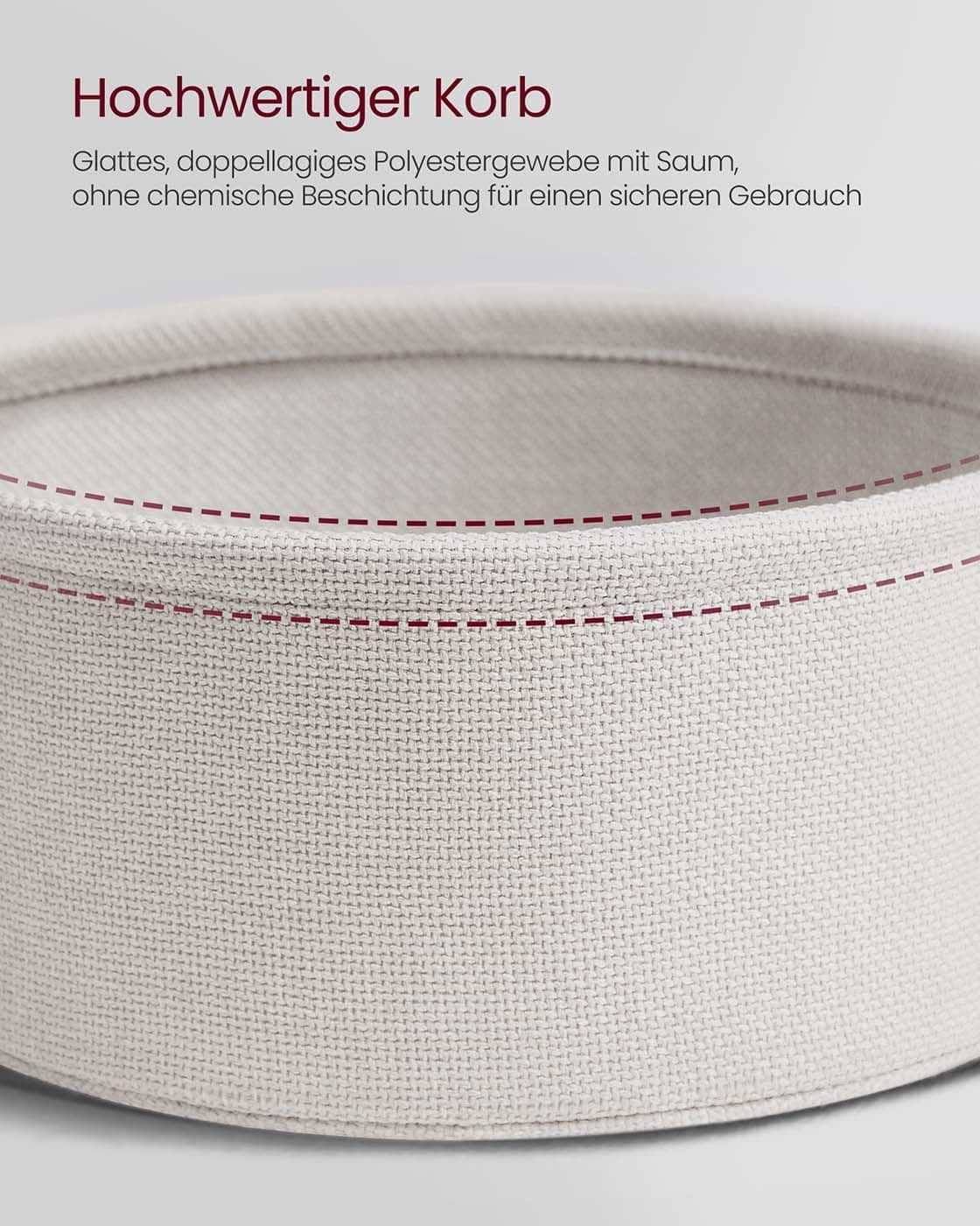 Couchtisch rund mit Korb aus Stoff zementgrau-cremeweiß Couchtisch rund mit Korb aus Stoff zementgrau-cremeweiß