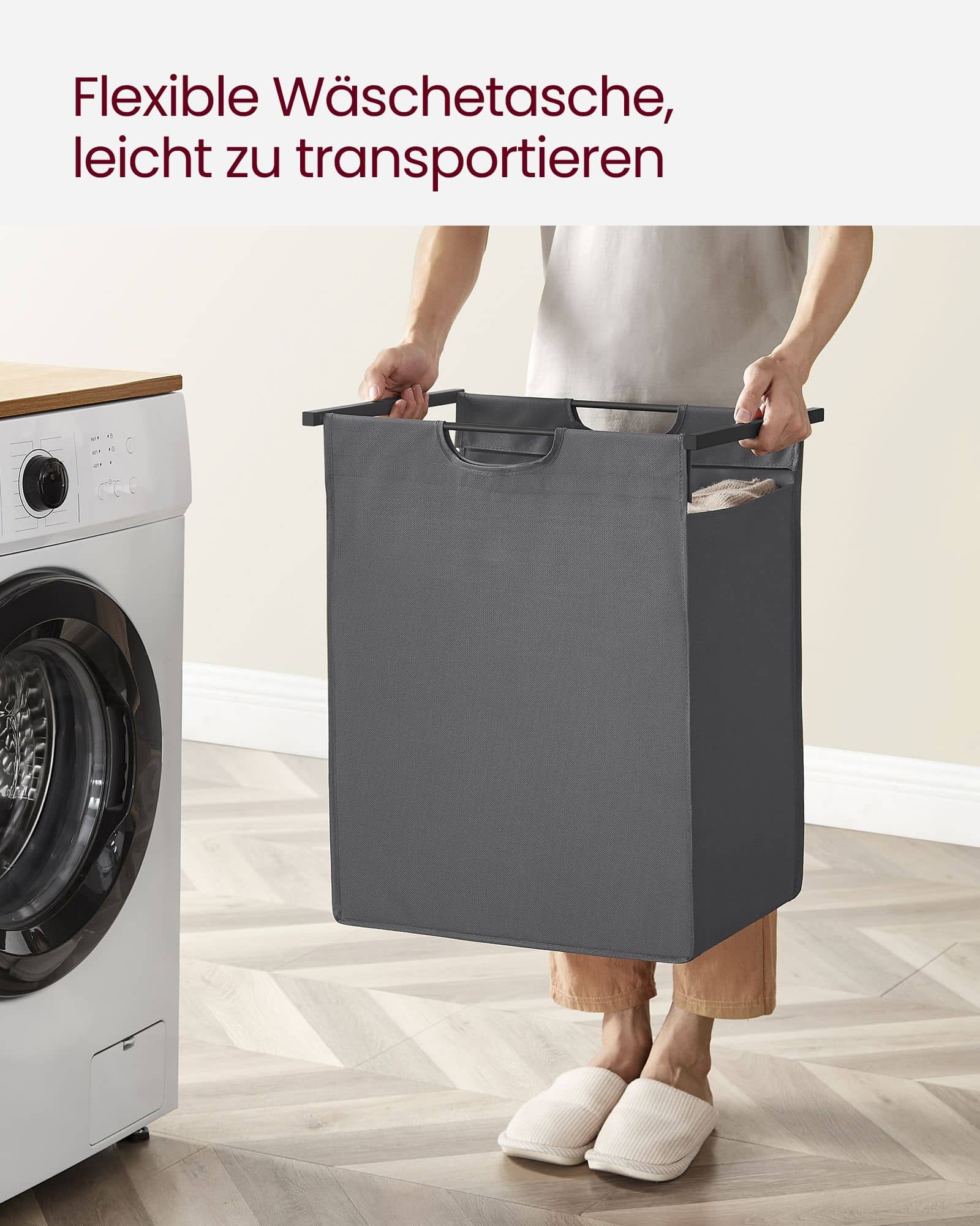 Wäschesammler mit Ablage Metallrahmen schwarz-grau Wäschesammler mit Ablage Metallrahmen schwarz-grau