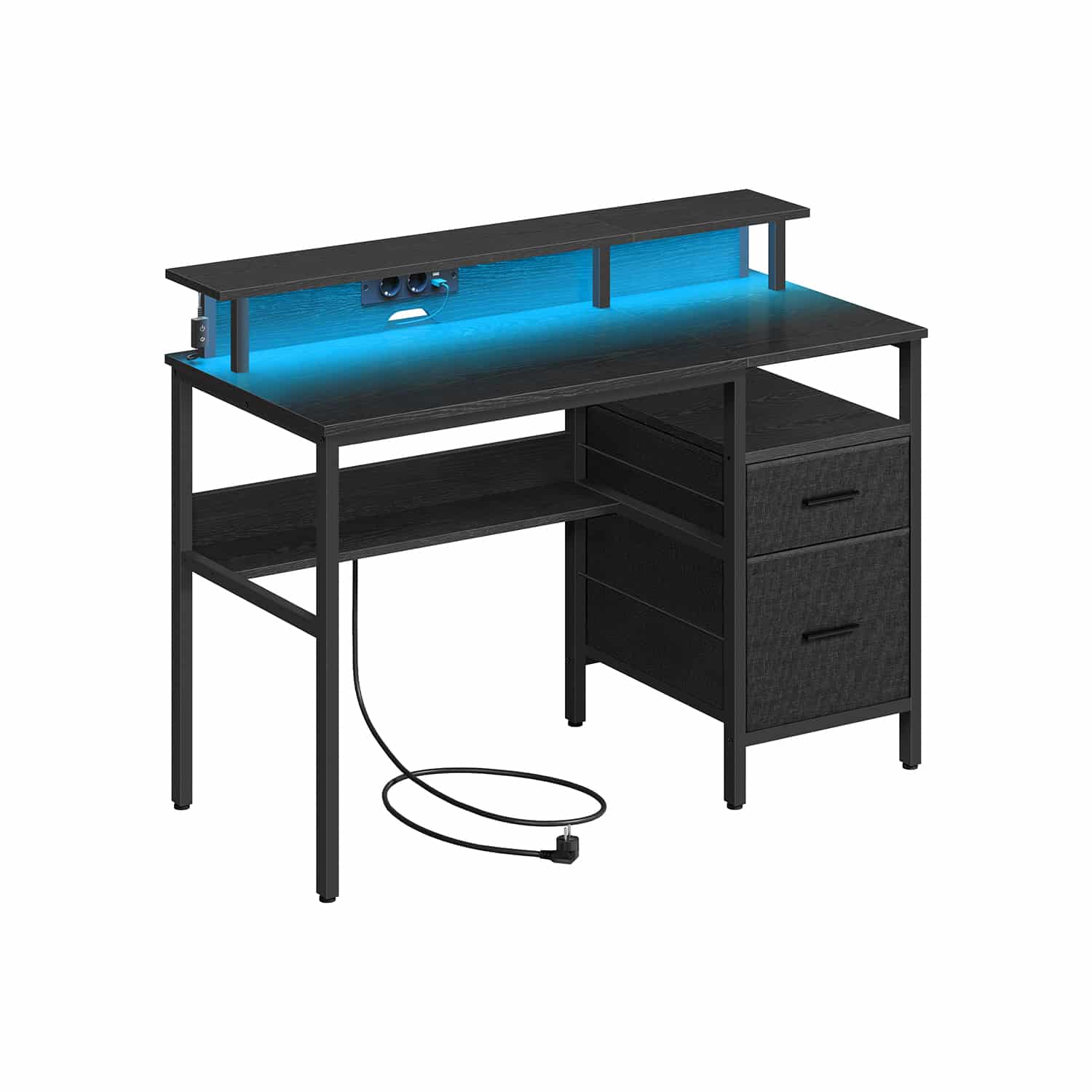 Schreibtisch mit Schubladen und Steckdosen ebenholzschwarz Schreibtisch mit Schubladen und Steckdosen ebenholzschwarz