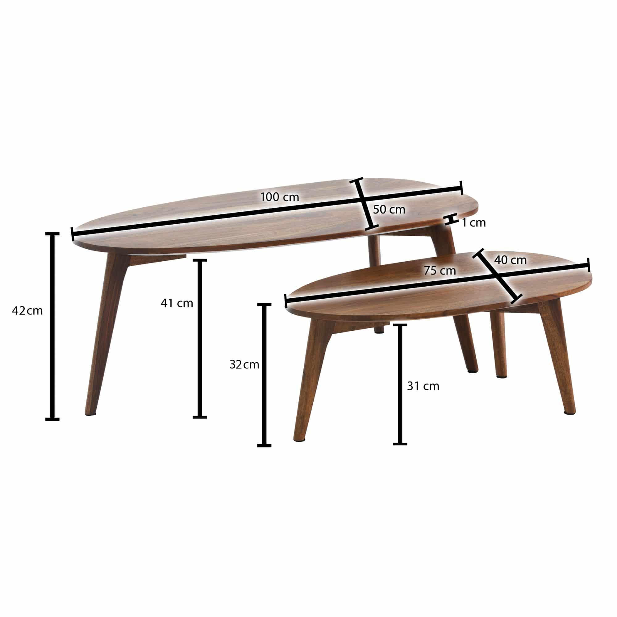 Design Couchtisch 2er Set Sheesham Massivholz Wohnzimmertisch Braun Design Couchtisch 2er Set Sheesham Massivholz Wohnzimmertisch Braun