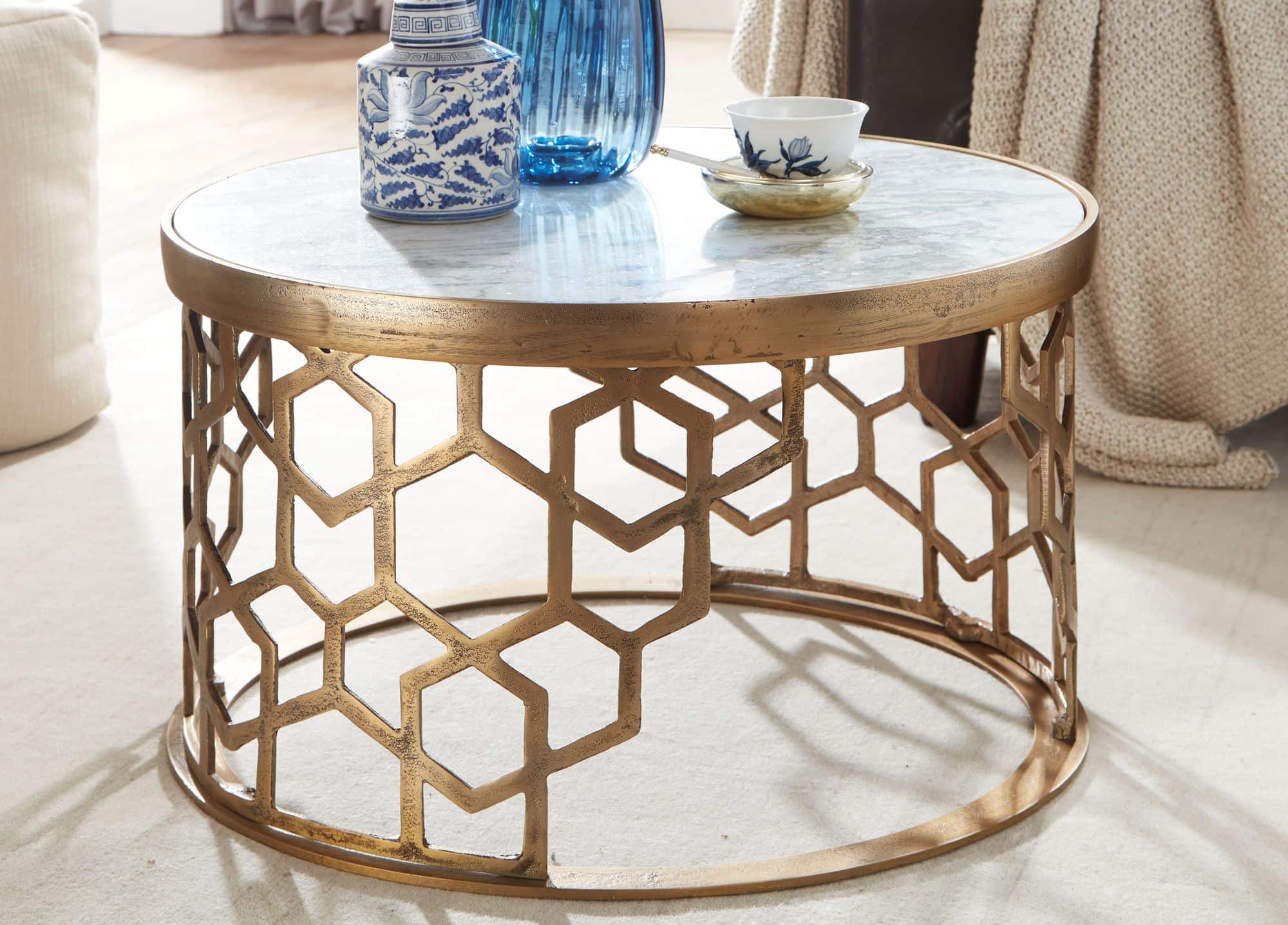 Couchtisch Echter Marmor Weiß 60x60x36 cm Sofatisch Metall Gold Couchtisch Echter Marmor Weiß 60x60x36 cm Sofatisch Metall Gold