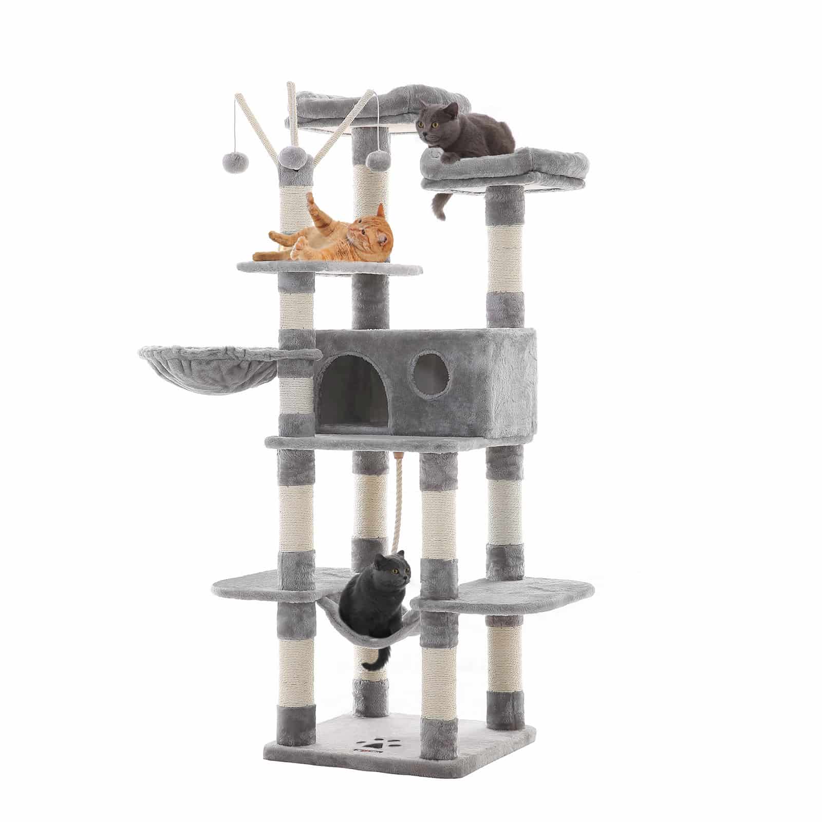 Kratzbaum 164 cm hoch hellgrau-PCT087W01 Kratzbaum 164 cm hoch hellgrau-PCT087W01