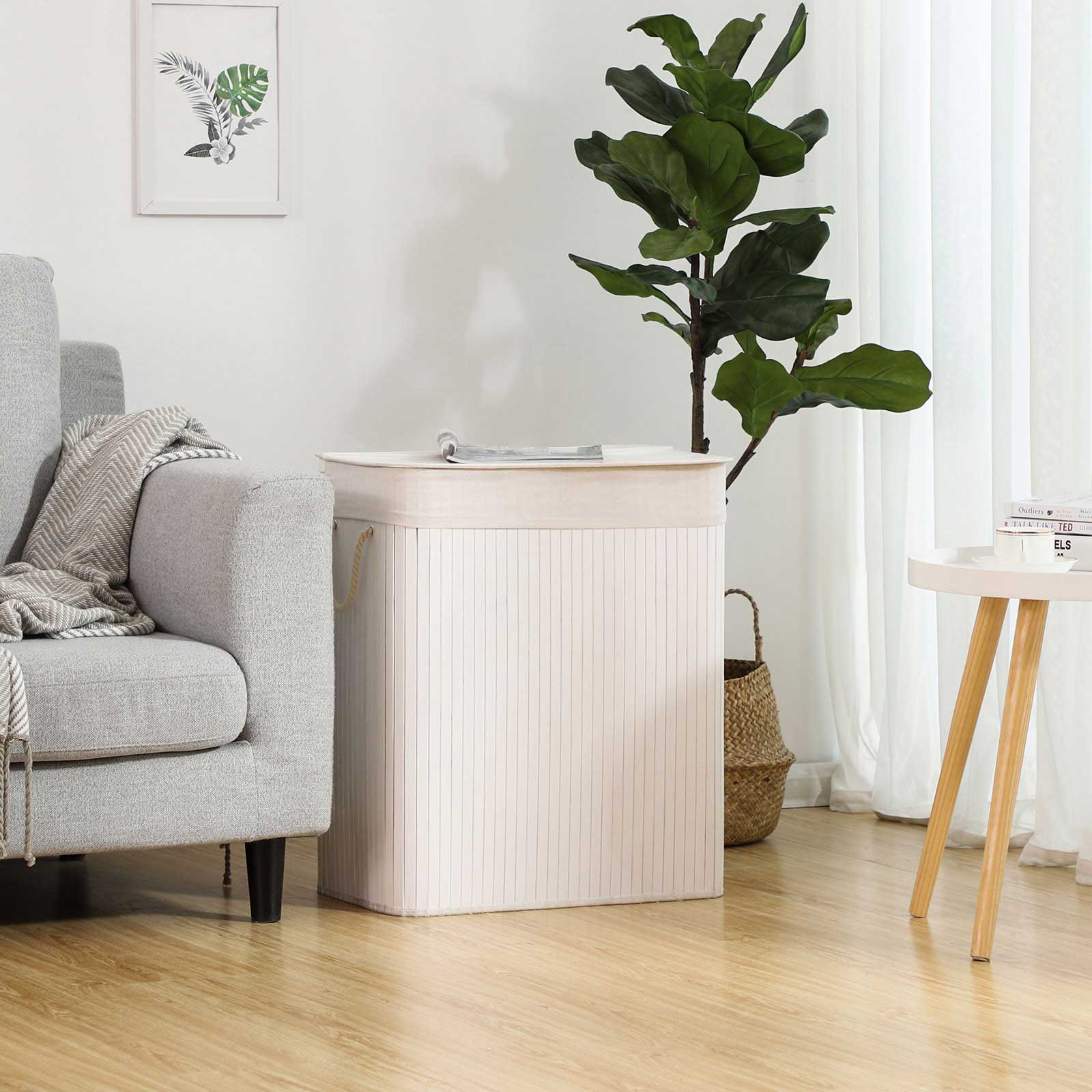 Wäschekorb 100 L Bambus Weiß-LCB64WT Wäschekorb 100 L Bambus Weiß-LCB64WT