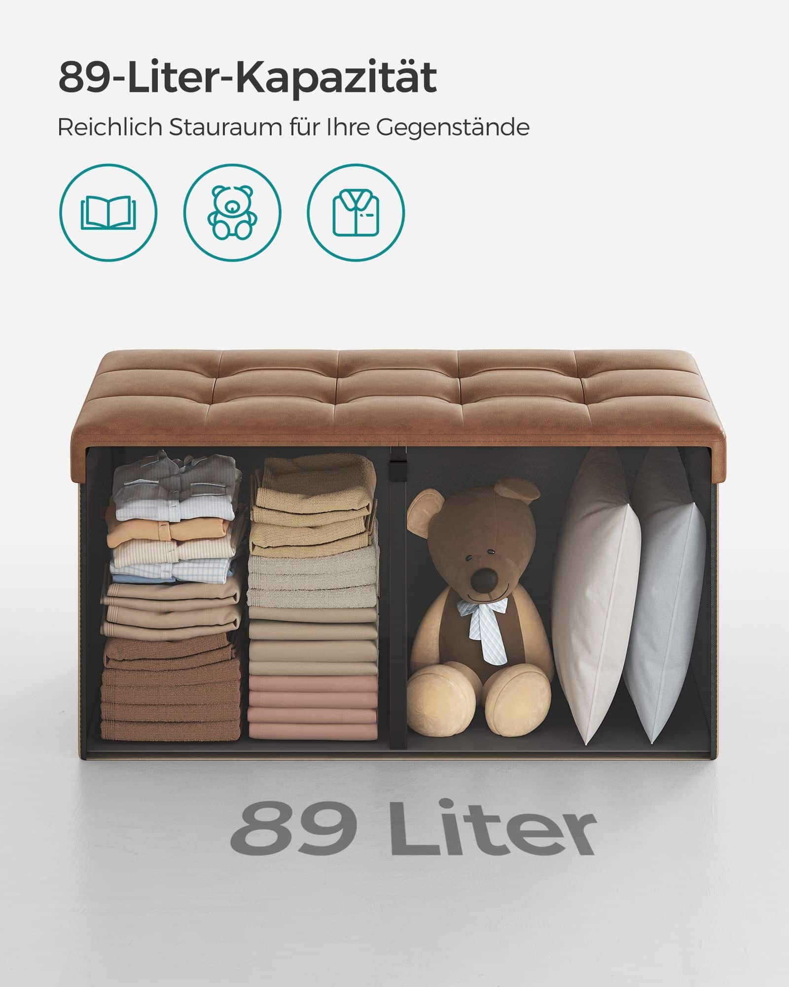 Sitzbank faltbar 89 Liter 38 x 76 x 38 cm kaffeebraun Sitzbank faltbar 89 Liter 38 x 76 x 38 cm kaffeebraun