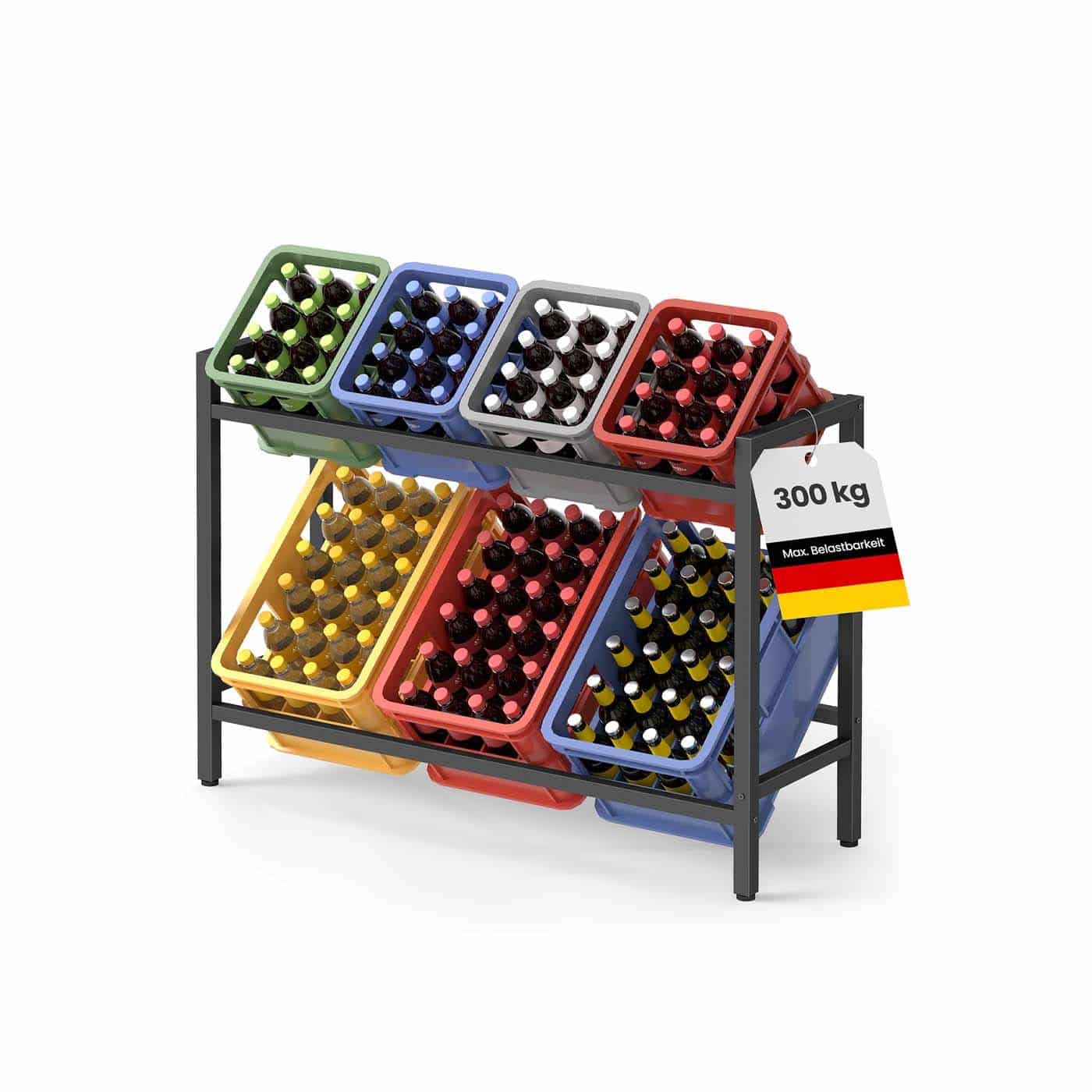 Getränkekistenregal 2 Ebenen für 6 Kisten Getränkekistenregal 2 Ebenen für 6 Kisten