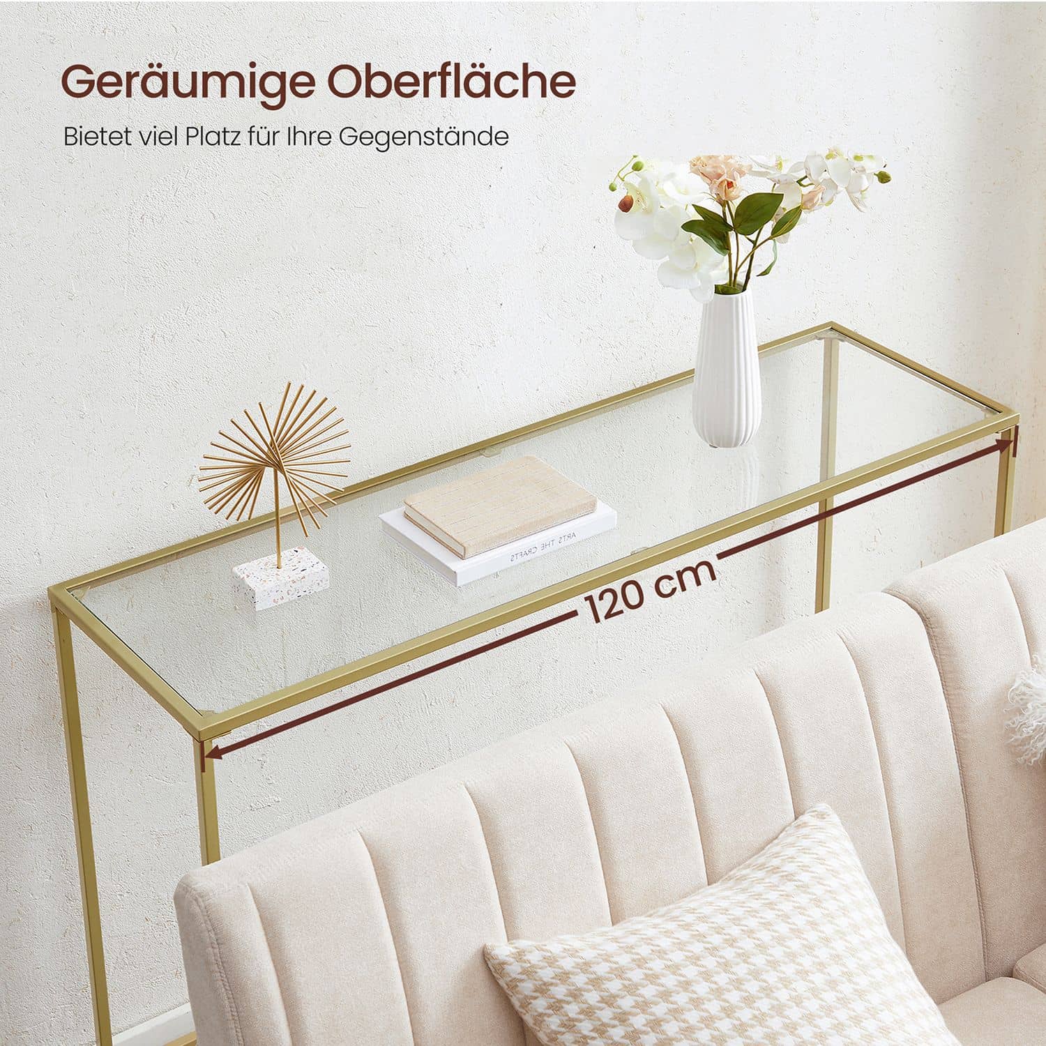 Konsolentisch moderner Sofatisch goldfarben-transparent-LGT036A01 Konsolentisch moderner Sofatisch goldfarben-transparent-LGT036A01