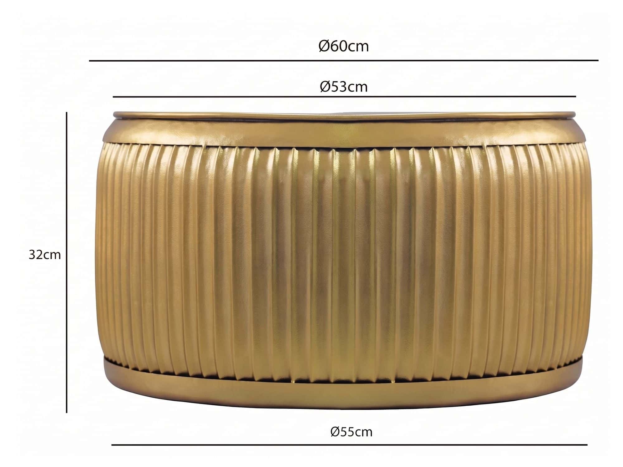 Couchtisch Metall Rund 60cm Gold mit abnehmbarer Tischplatte - Design Wohnzimmertisch mit Stauraum - Extravaganter Loungetisch Metall - Moderner Sofatisch - Beistelltisch Handmade