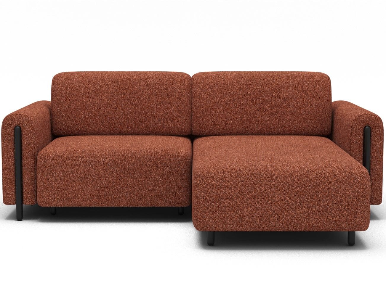 Ecksofa Acossta Jaffray Mikrofaser Ziegelrot mit Schlaffunktion