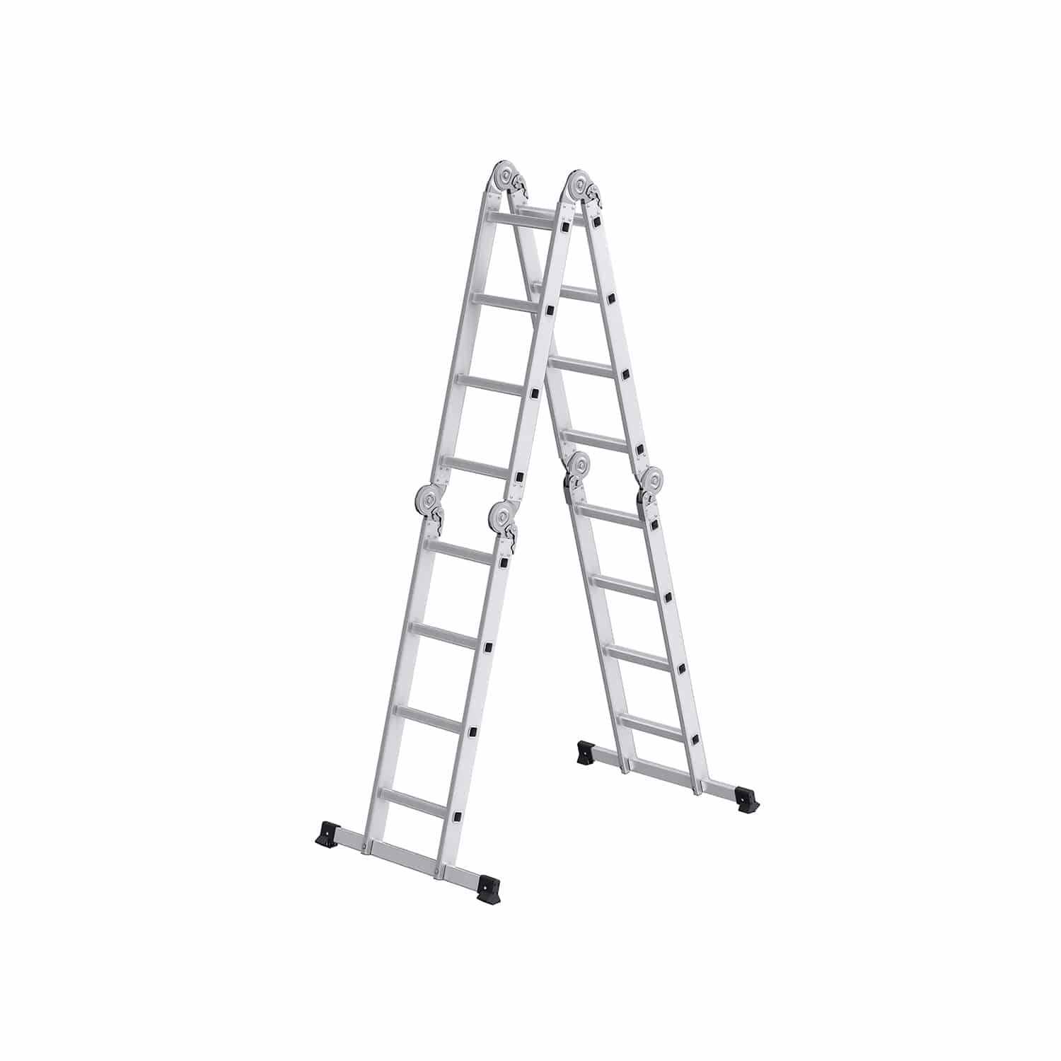 Leiter mit 16 Stufen in 6 Positionen 430 cm lang silbern