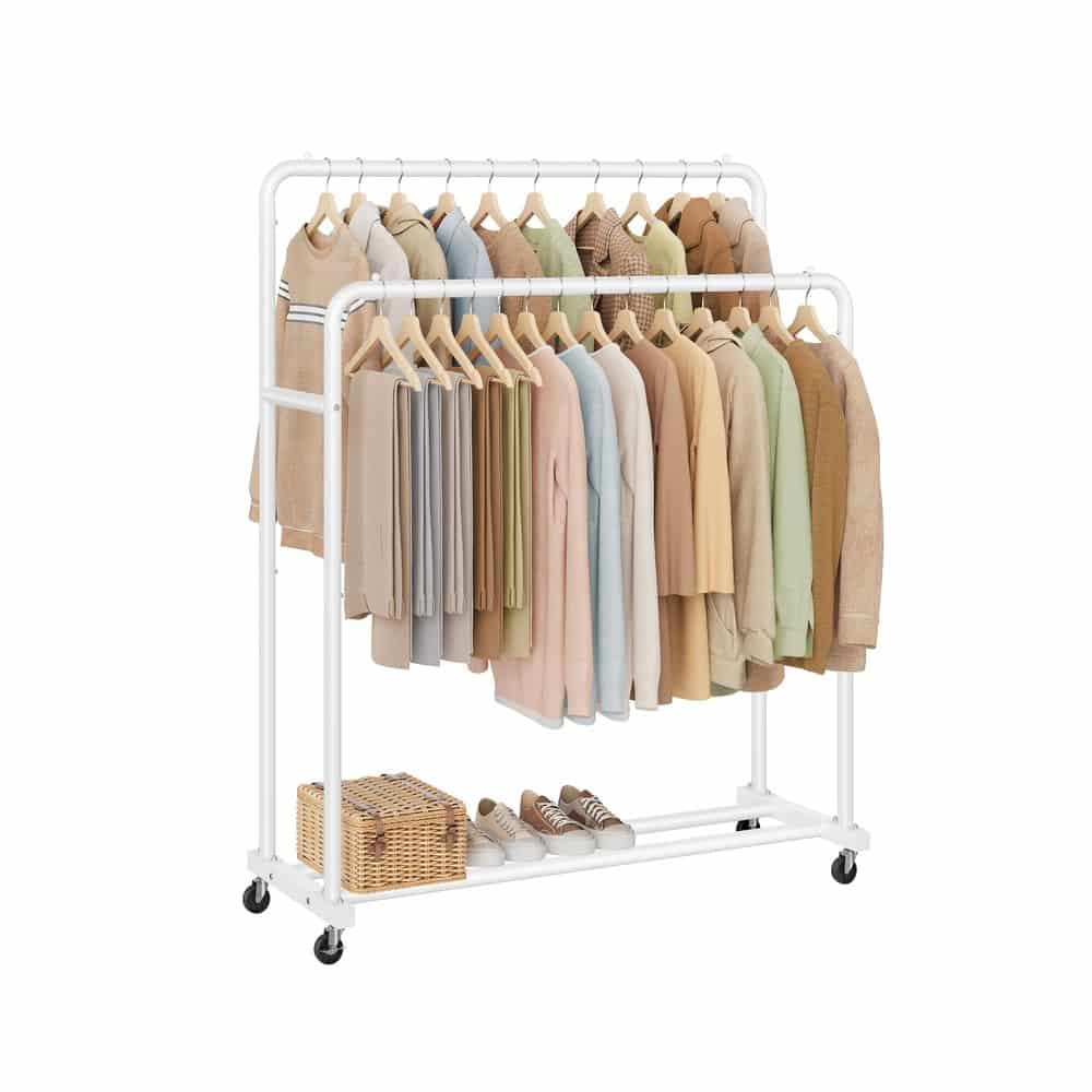 Kleiderständer mit Rollen für flexible Aufbewahrung mattweiß