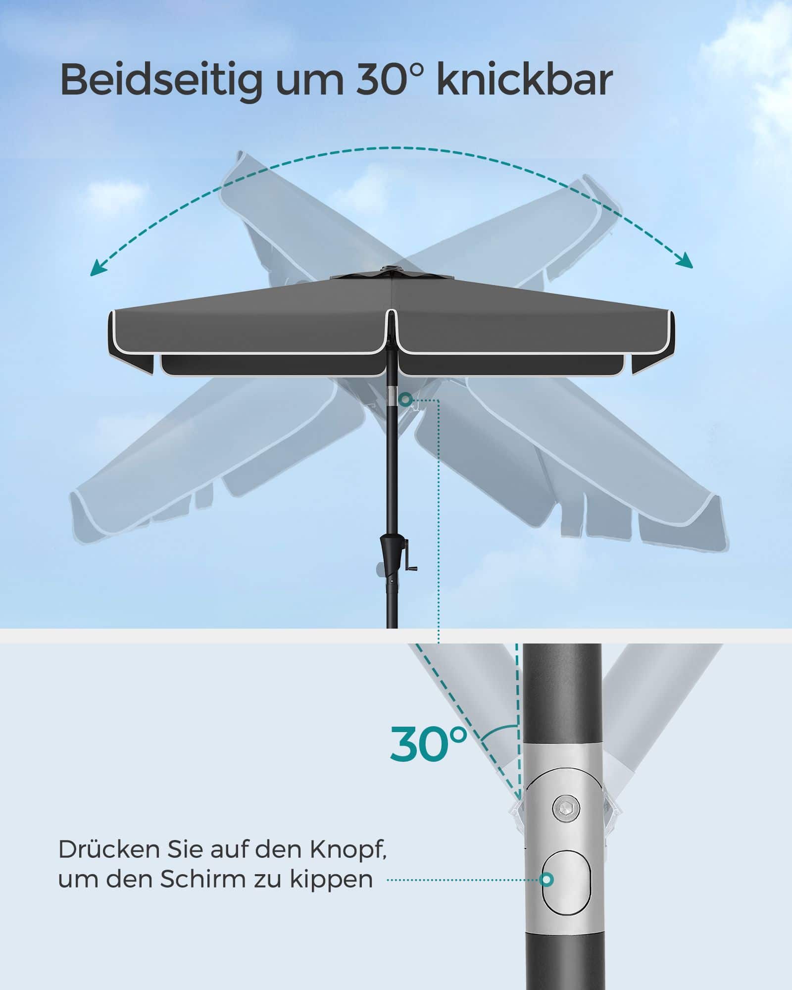 Sonnenschirm 200 x 150 cm rechteckig grau Sonnenschirm 200 x 150 cm rechteckig grau