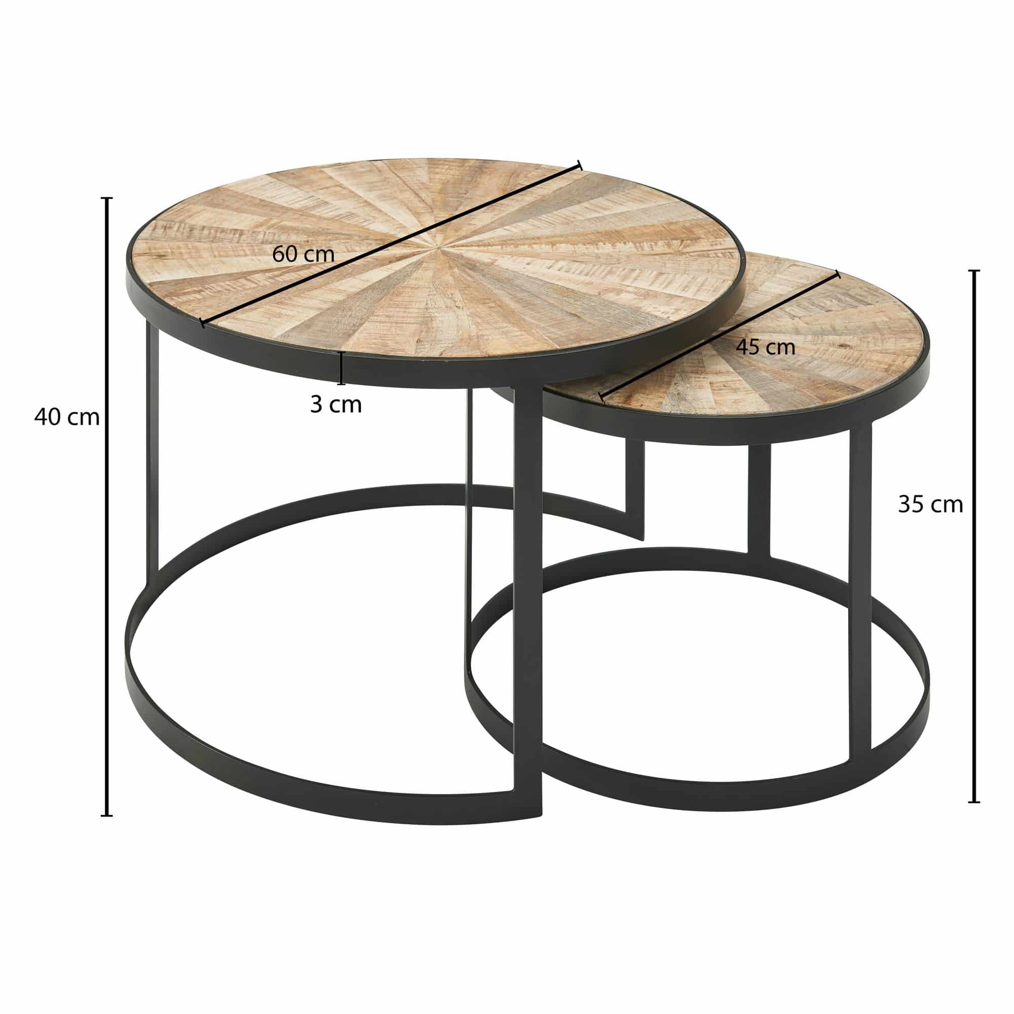 Design Couchtisch 2er Set Mango Massivholz Satztisch Rund Design Couchtisch 2er Set Mango Massivholz Satztisch Rund