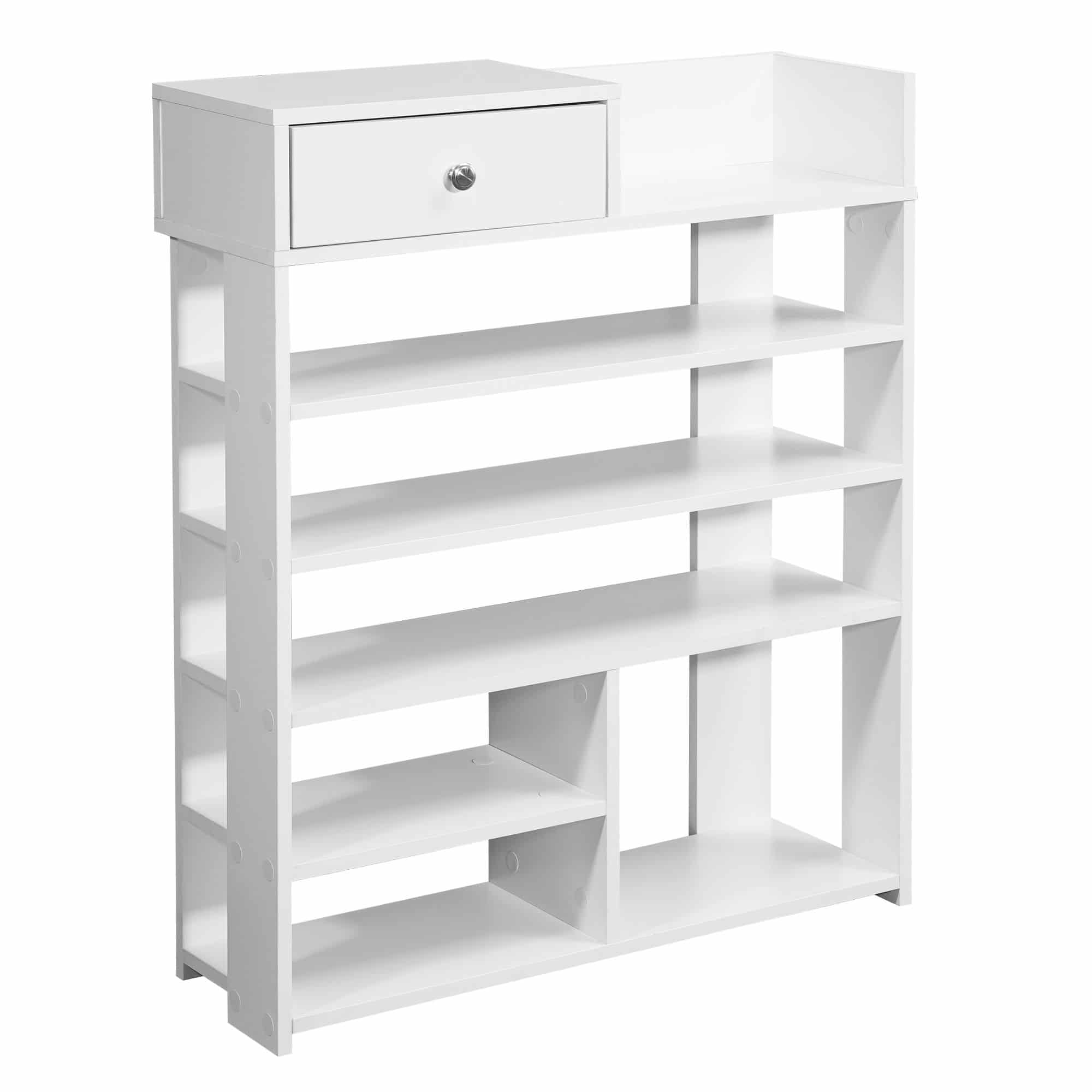 52565-WOHNLING-Design-Schuhregal-75-x-92-5-x-24-cm-Flurregal-Weiss-Hohes-Standregal-mit-7-Faechern-Regal-mit-Schublade-WL6-070-WL6-070_2 Design Schuhregal 75 x 92,5 x 24 cm Flurregal Weiß