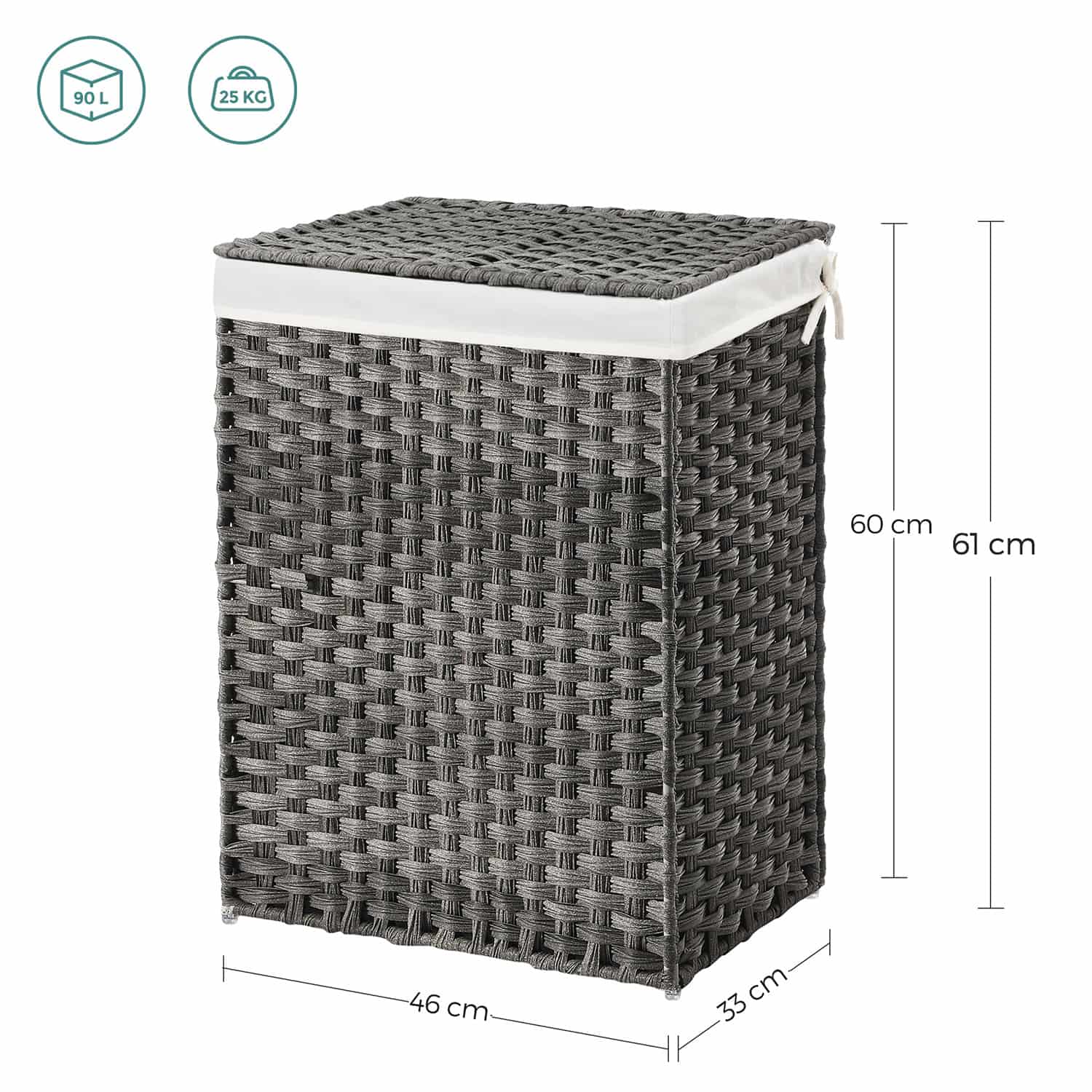Wäschekorb Polyrattan 90 L Grau-LCB51WG Wäschekorb Polyrattan 90 L Grau-LCB51WG